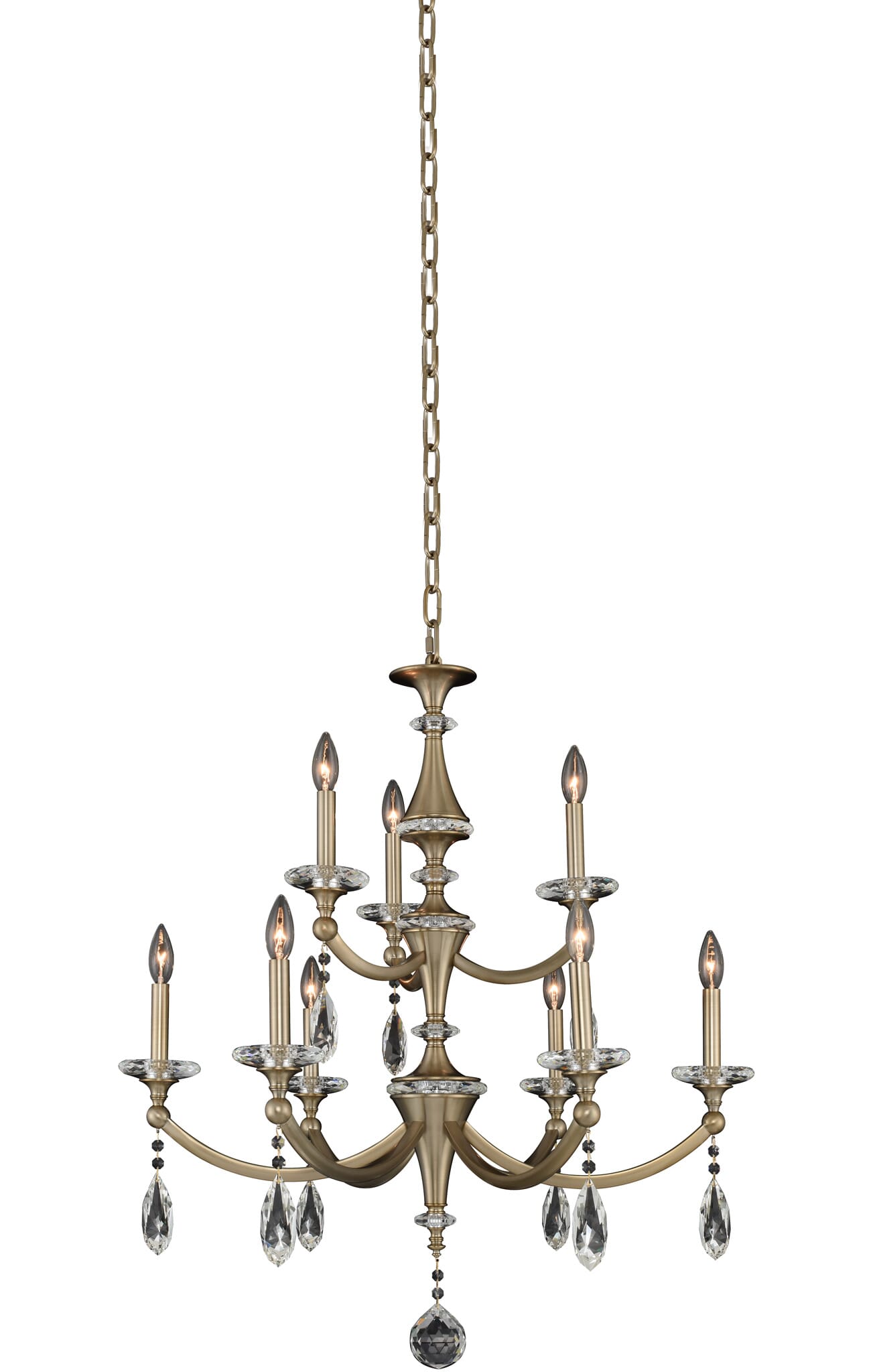 Allegri Floridia 9-Light Modern Chandelier in Matte Brushed Champagne Gold