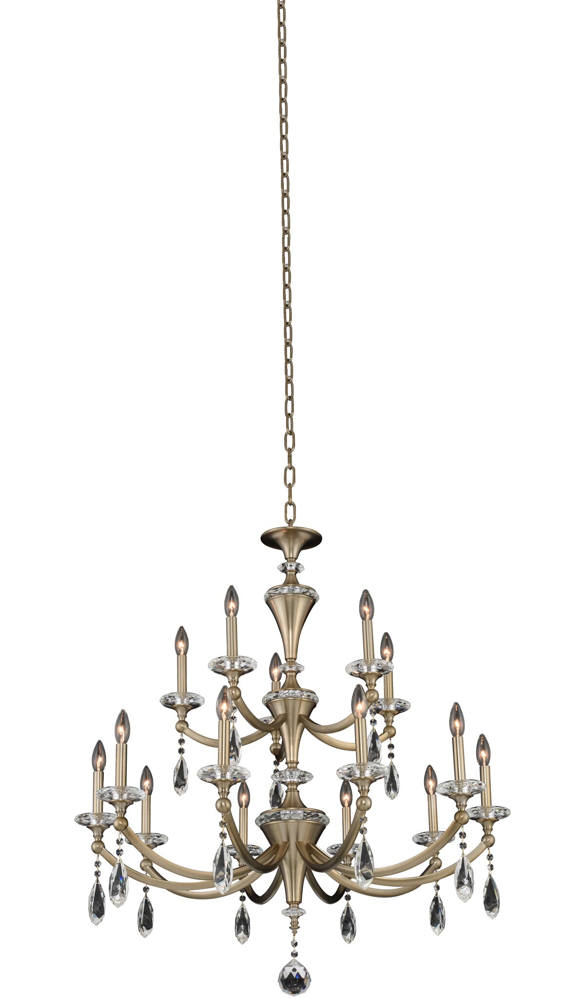 Allegri Floridia 15-Light Modern Chandelier in Matte Brushed Champagne Gold