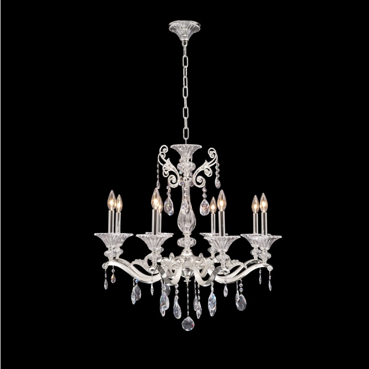 Allegri Vasari 8-Light Traditional Chandelier in Two Tone Silver