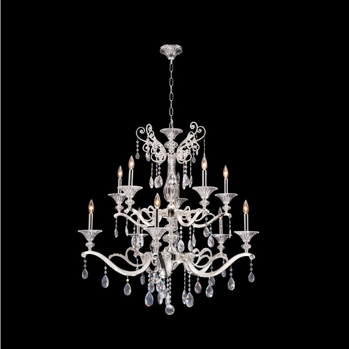 Allegri Vasari 10-Light Traditional Chandelier in Two Tone Silver