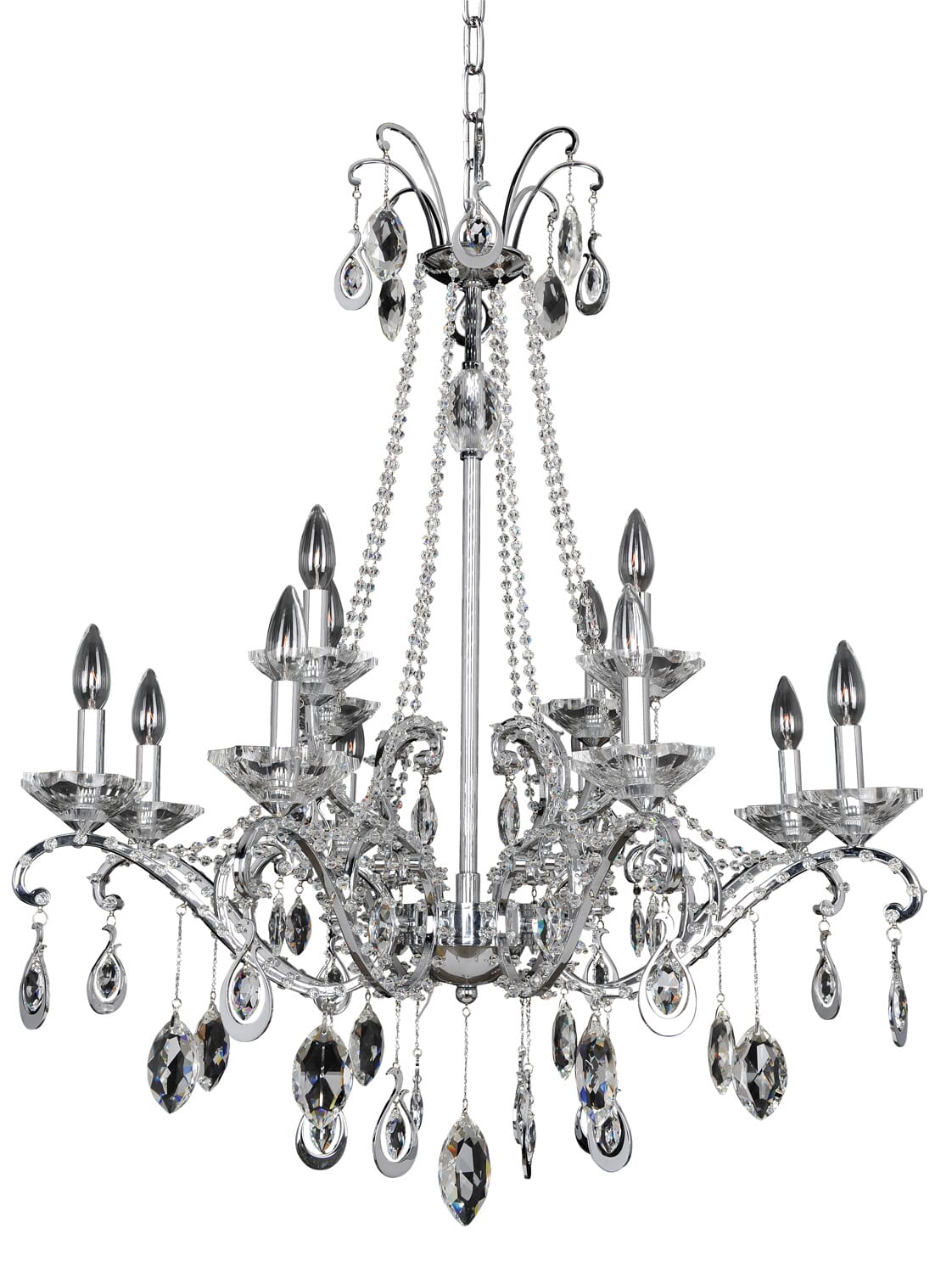 Allegri Torreli 12-Light Contemporary Chandelier in Chrome