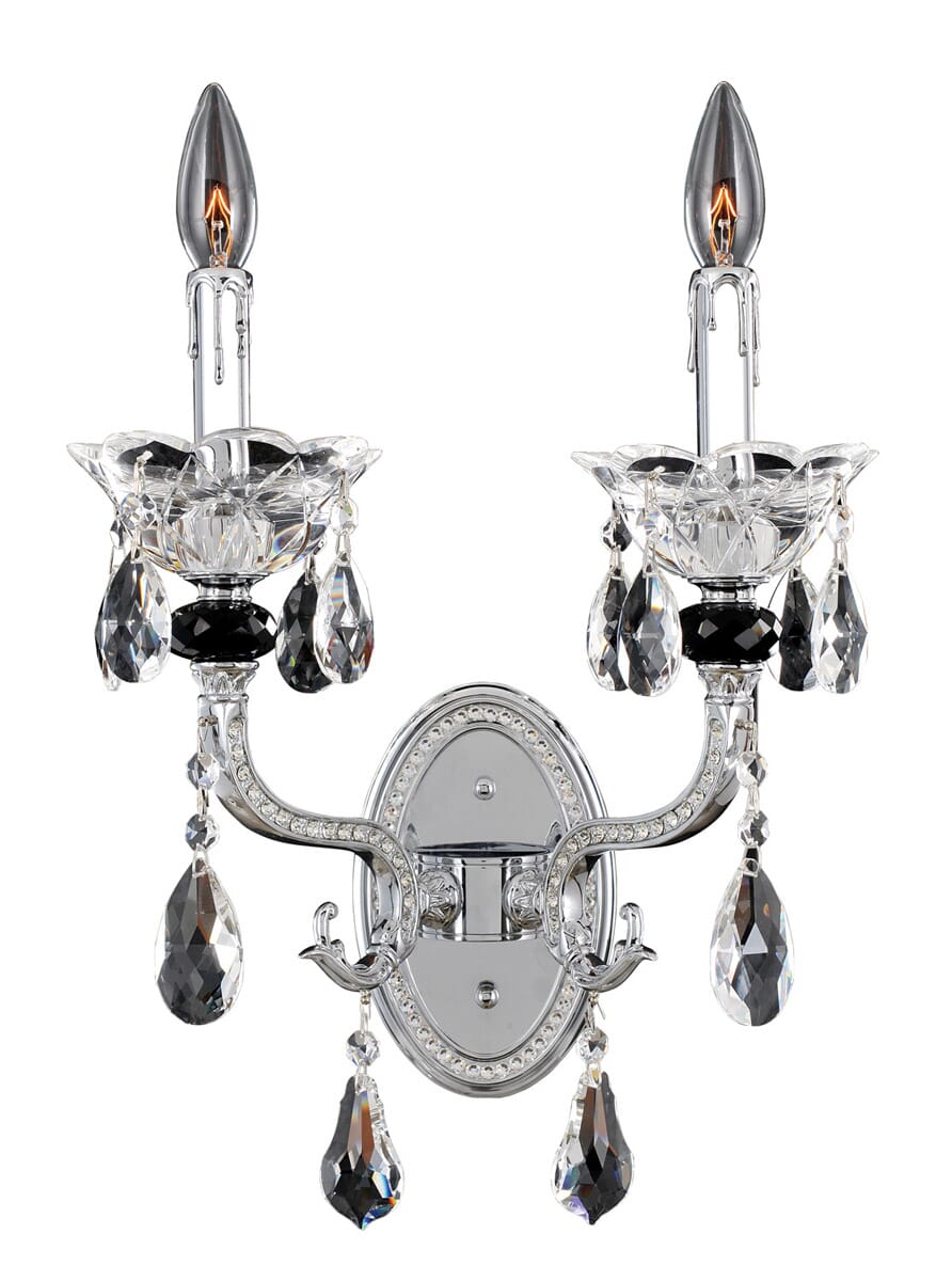 Allegri Faure 2-Light Wall Sconce in Chrome w/ Firenze Crystal