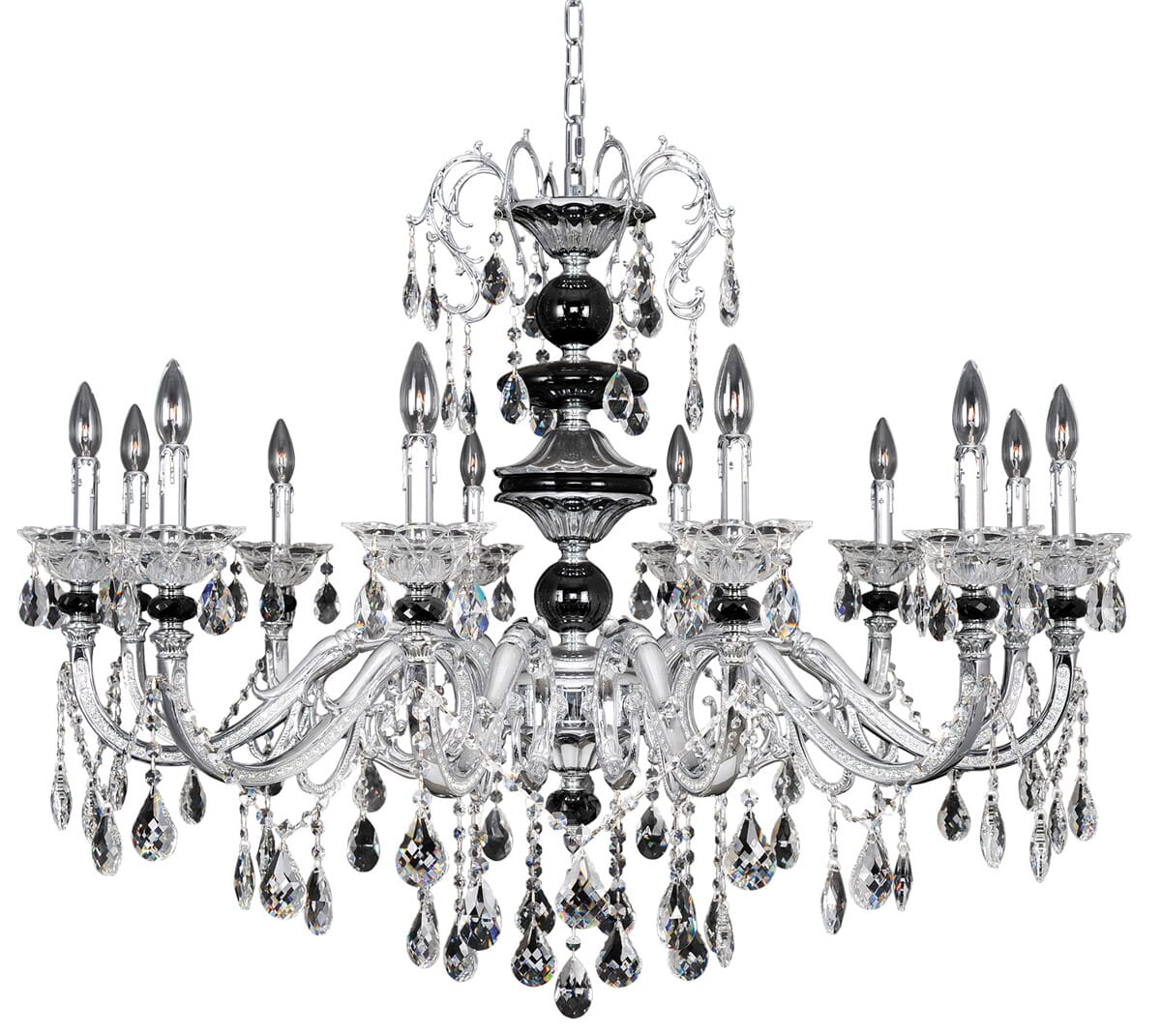 Allegri Faure 12-Light Chandelier in Chrome w/ Firenze Crystal