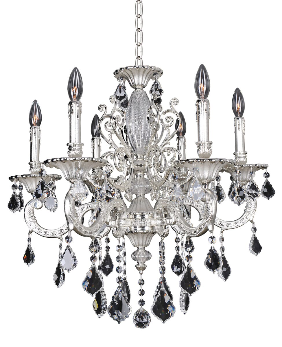 Allegri Casella 6-Light Chandelier in 2-Tone Silver w/ Firenze Crystal