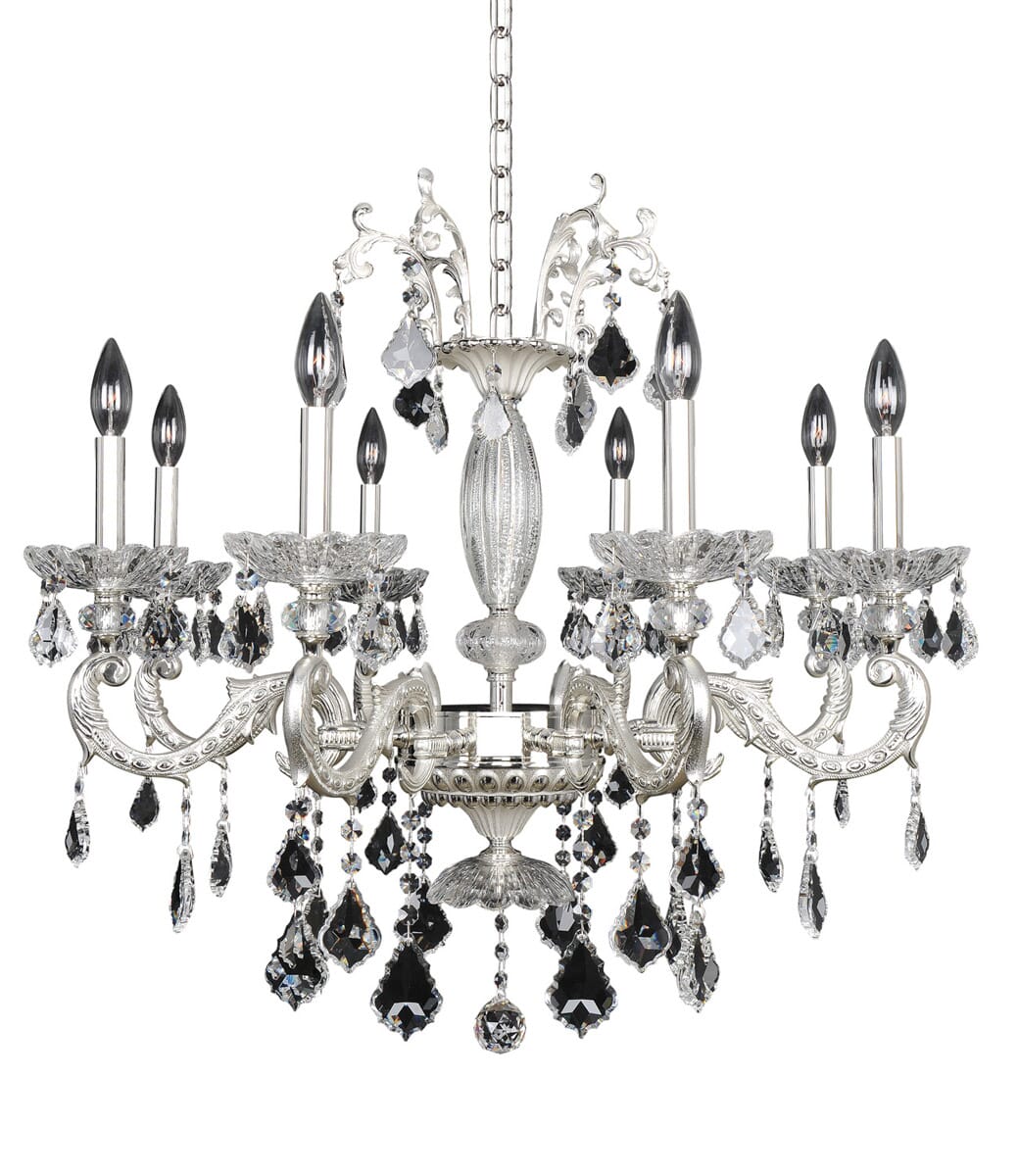 Allegri Casella 8-Light Chandelier in 2-Tone Silver w/ Firenze Crystal