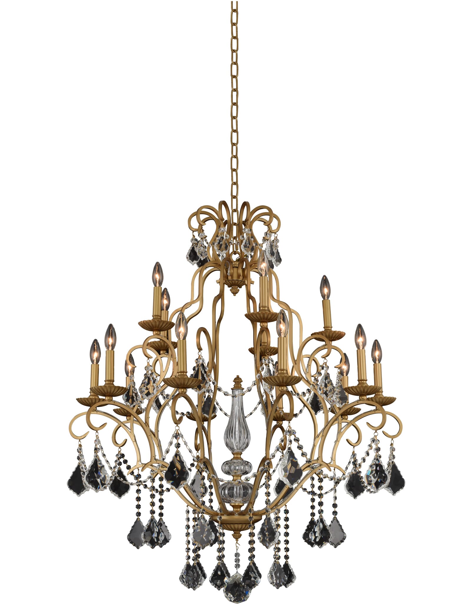 Allegri Elise 15-Light Modern Chandelier in Gold Patina