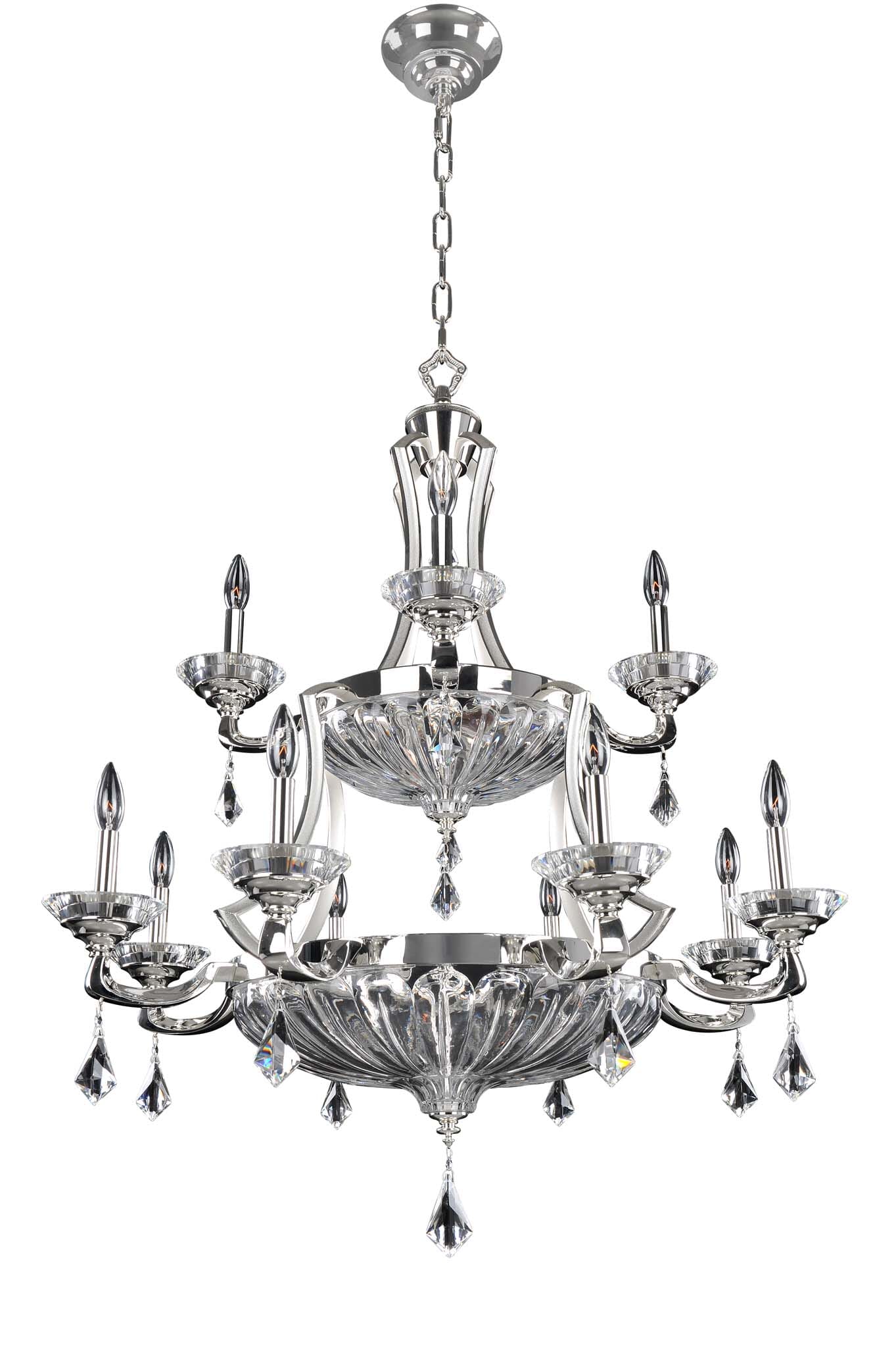 Allegri Orecchini 20-Light Traditional Chandelier in Two Tone Silver