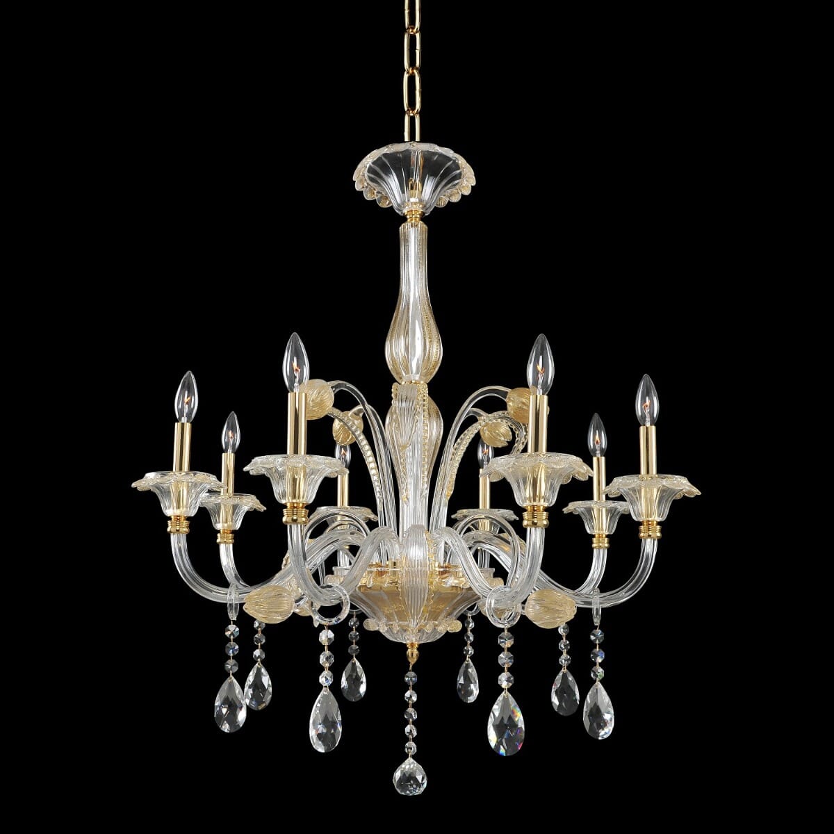 Allegri La Rosa 8-Light Traditional Chandelier in 24K Gold