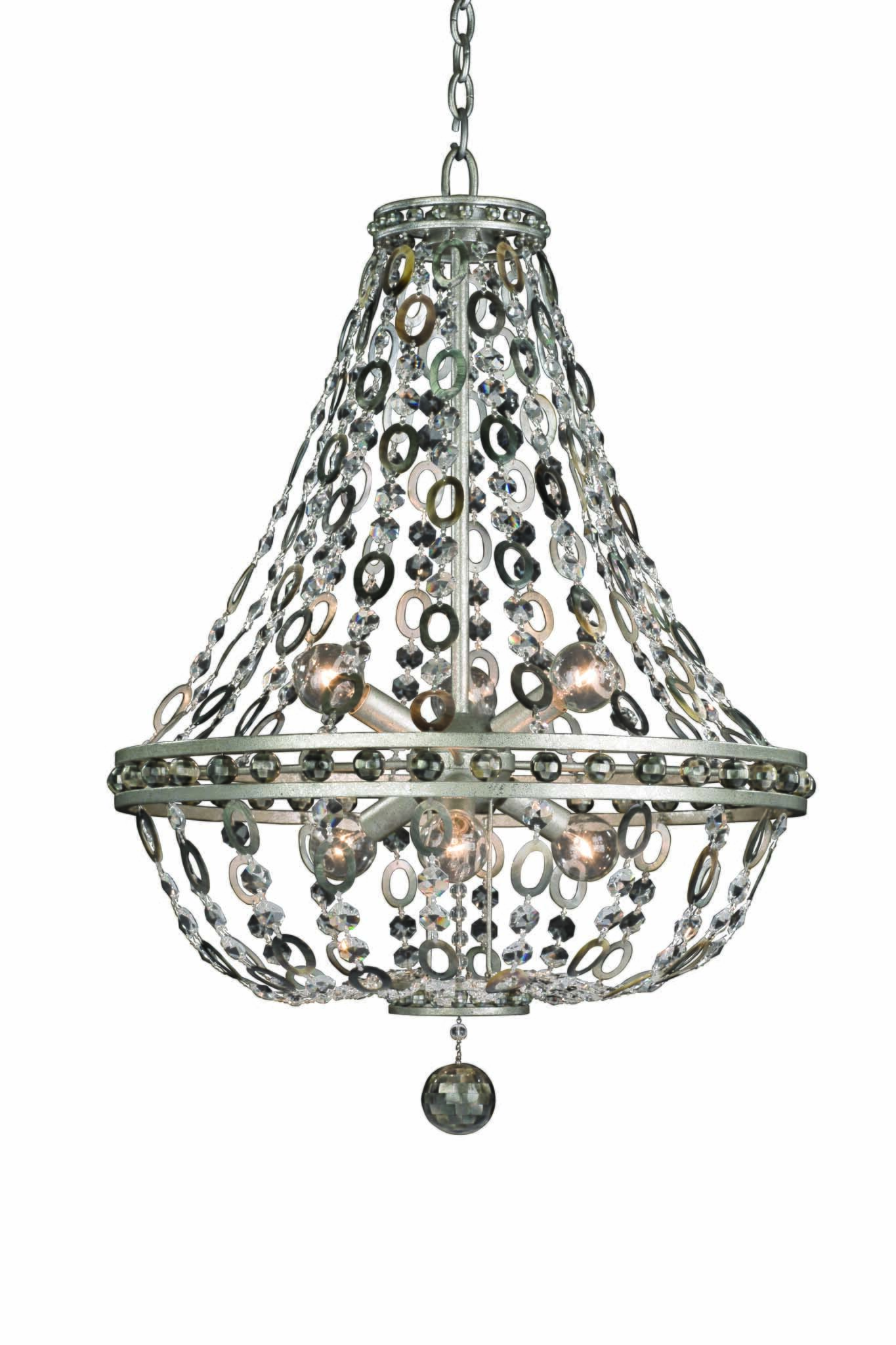 Allegri Lucia 6-Light Pendant Light in Vintage Silver Leaf