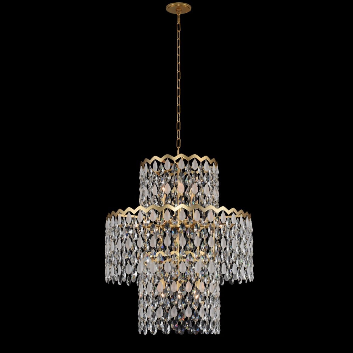 Allegri Caretta 12-Light 27" Pendant Light in Antique Brass