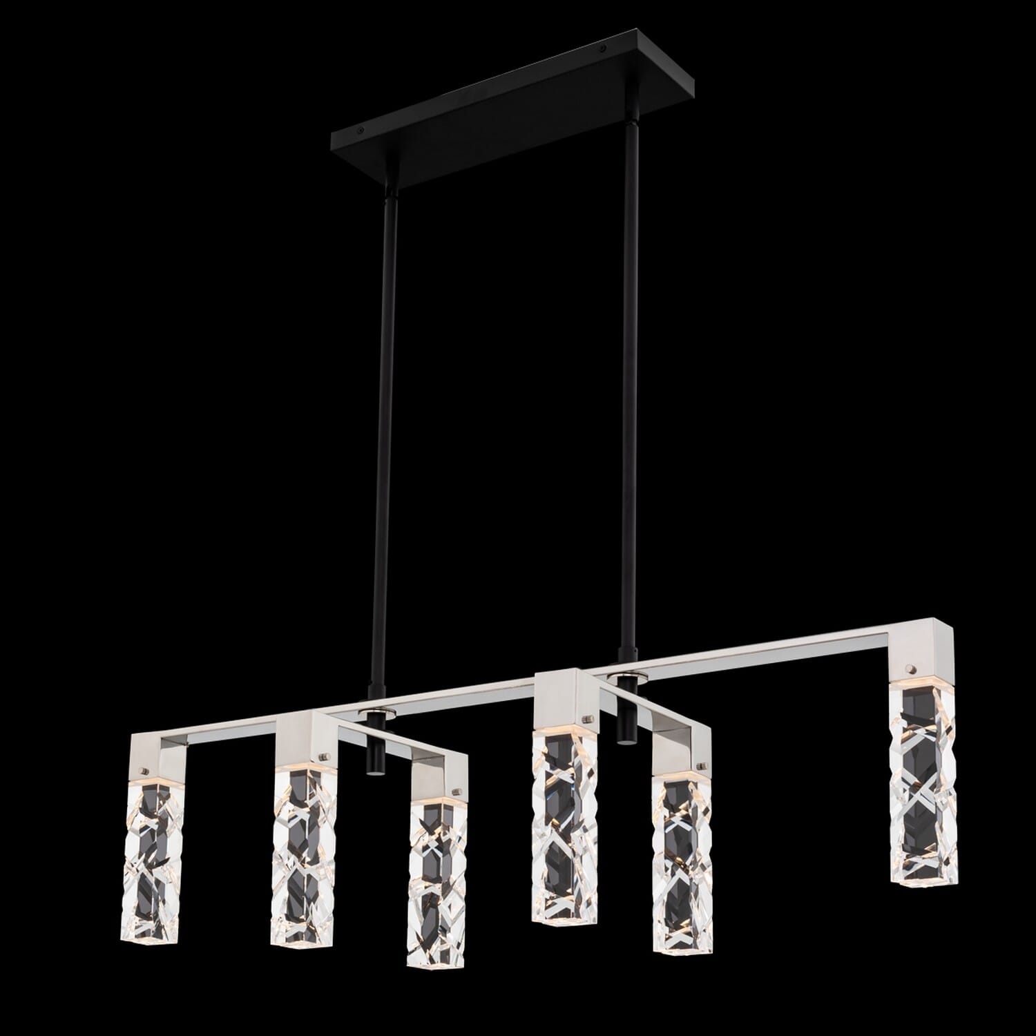 Allegri Serres Kitchen Island Light in Matte Black with Polished Nickel