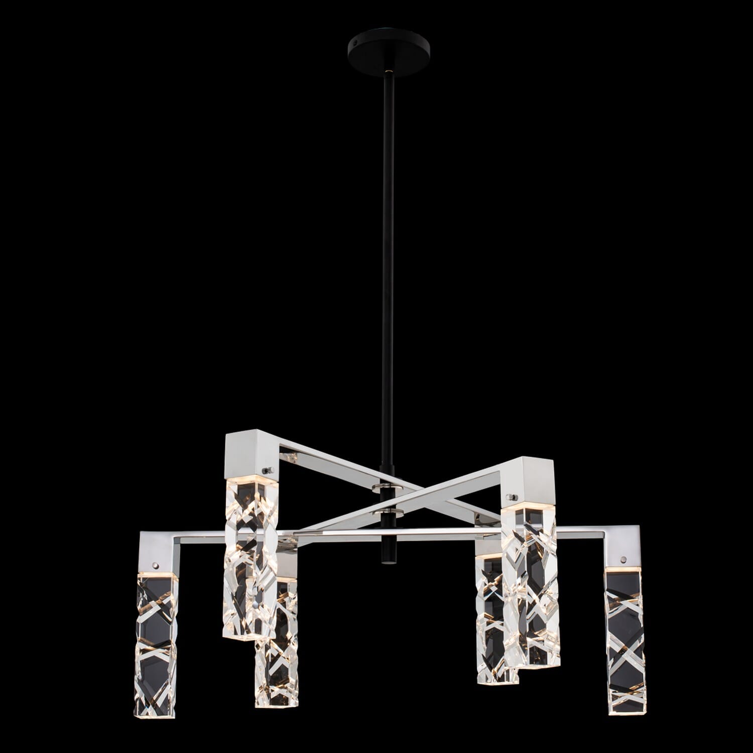 Allegri Serres Chandelier in Matte Black with Polished Nickel