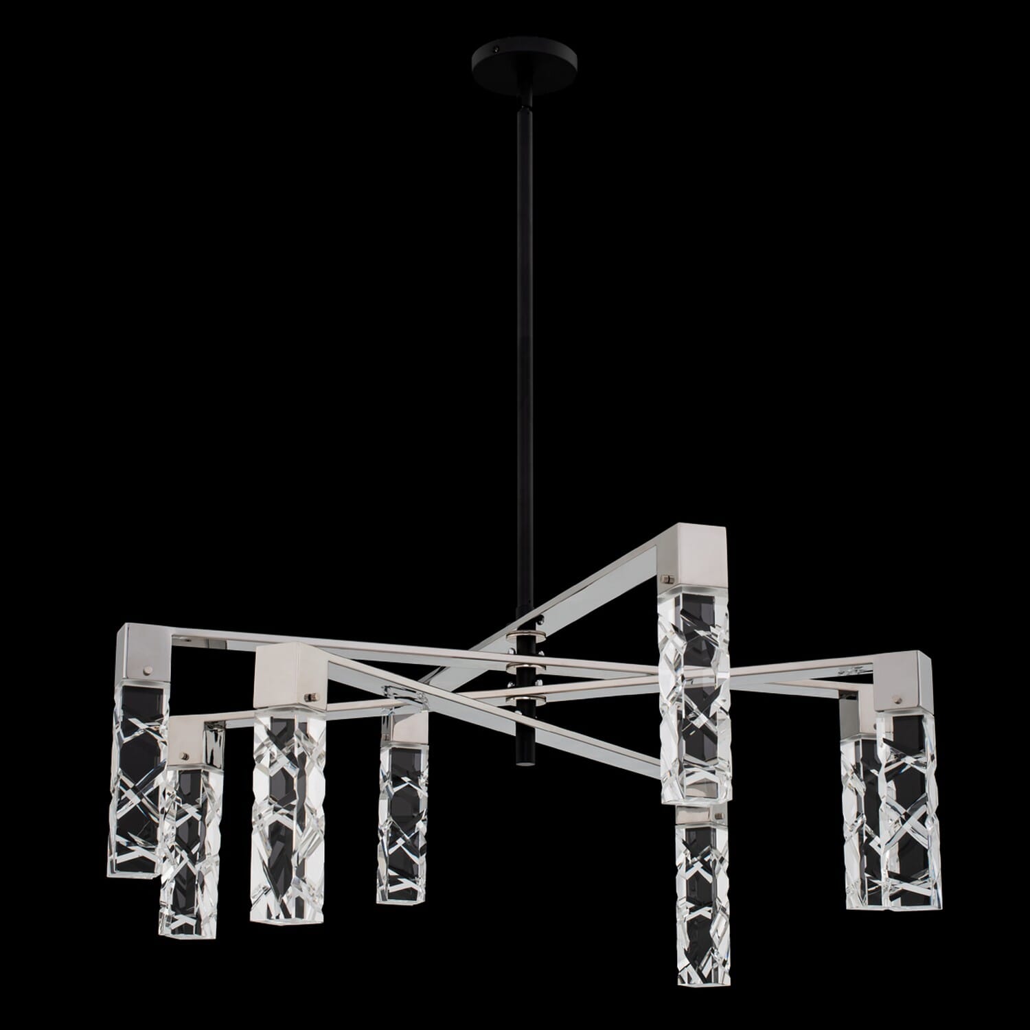 Allegri Serres Chandelier in Matte Black with Polished Nickel