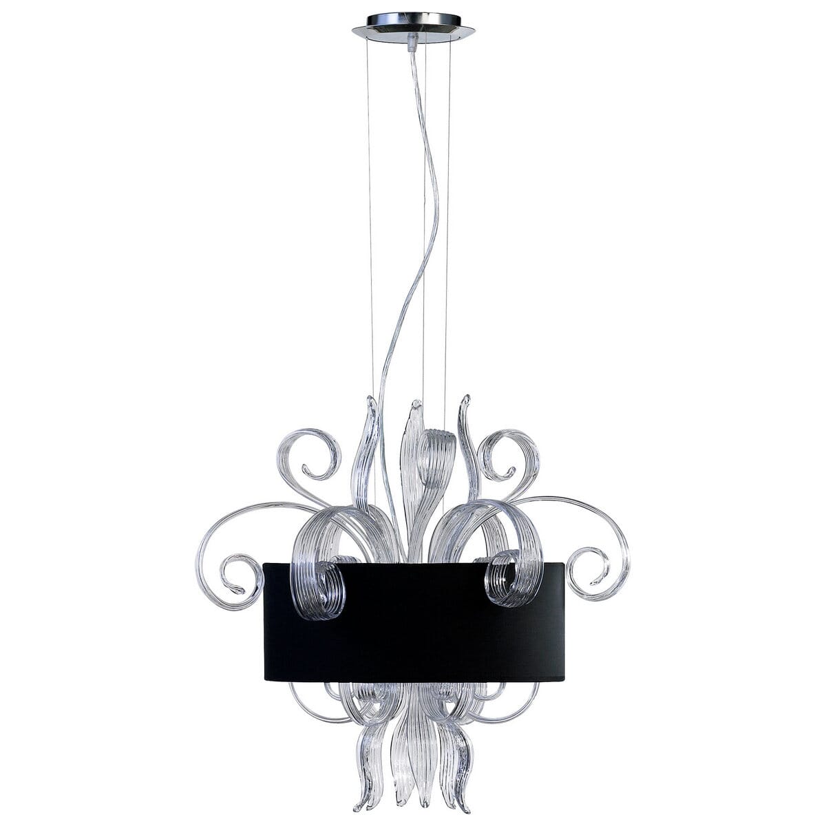 Cyan Design Jellyfish 22" 3-Light Black Shade Pendant in Chrome