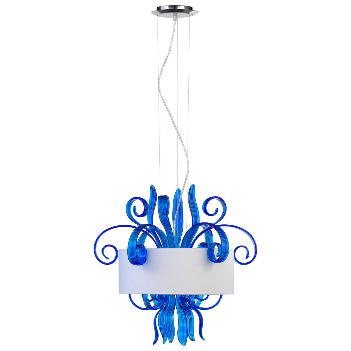 Cyan Design Jellyfish 22" 3-Light White Shade Pendant in Chrome