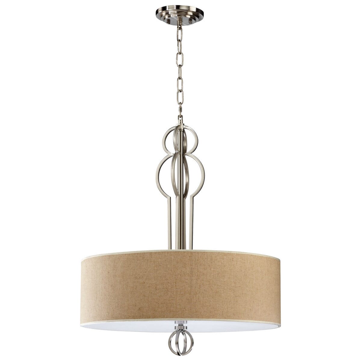 Cyan Design Auburn 24" 4-Light Raw Cotton Shade Pendant in Satin Nickel