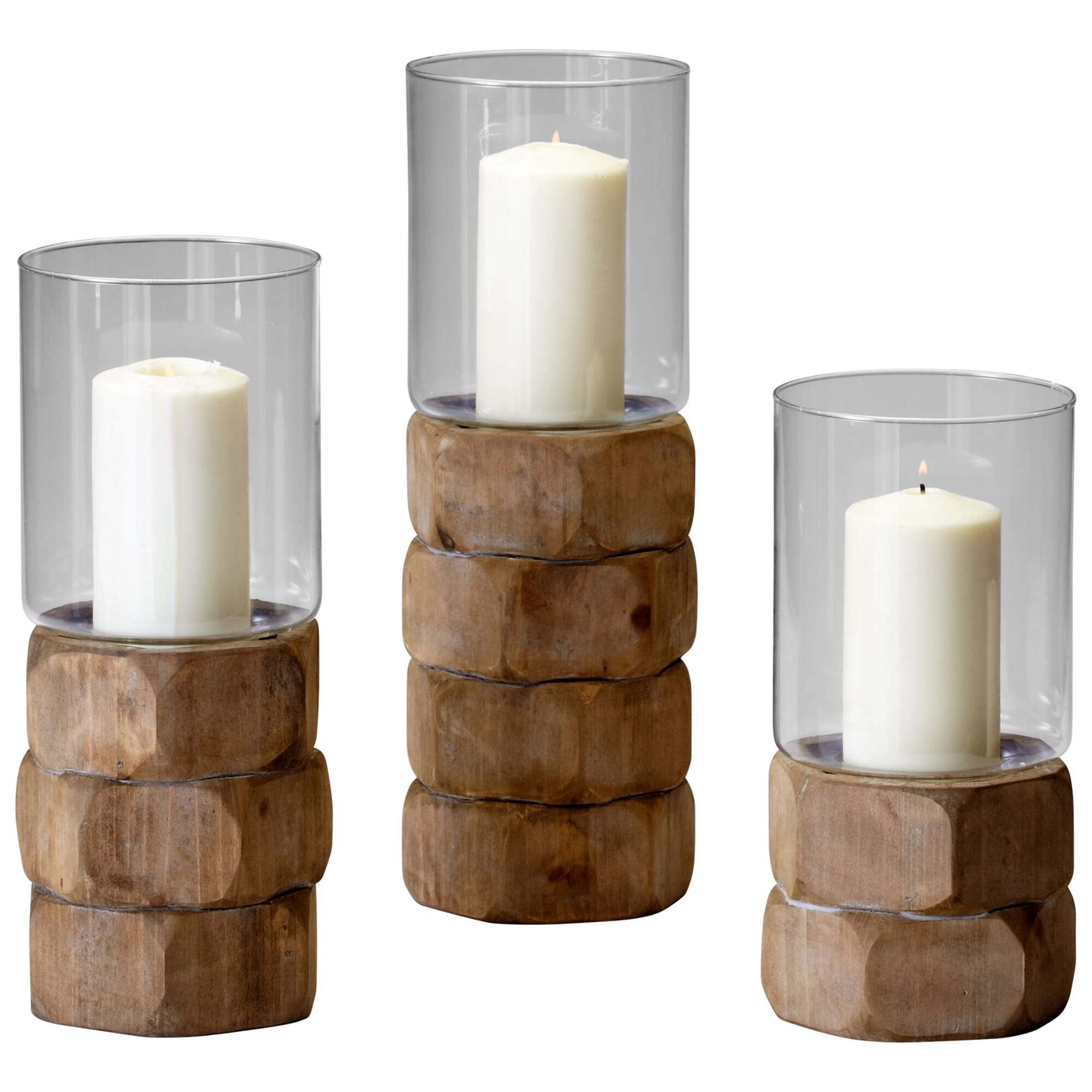 Cyan Design Medium Hex Nut Candleholder in Natural Wood