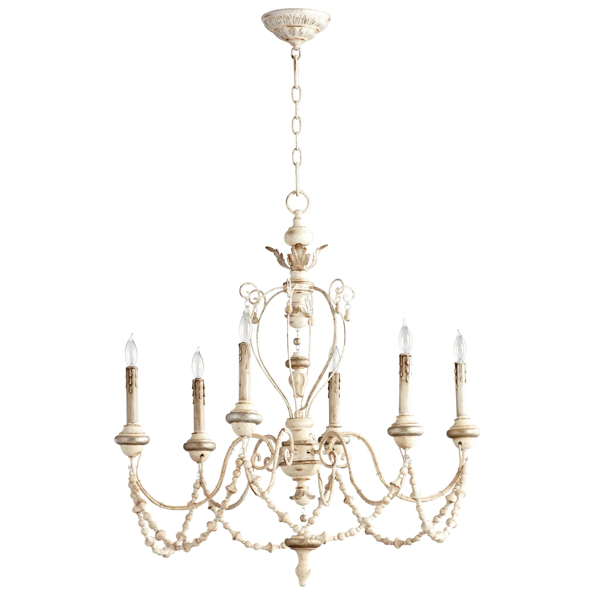 Cyan Design Florine 6-Light French Country Chandelier in Persian White And Mystic Silver