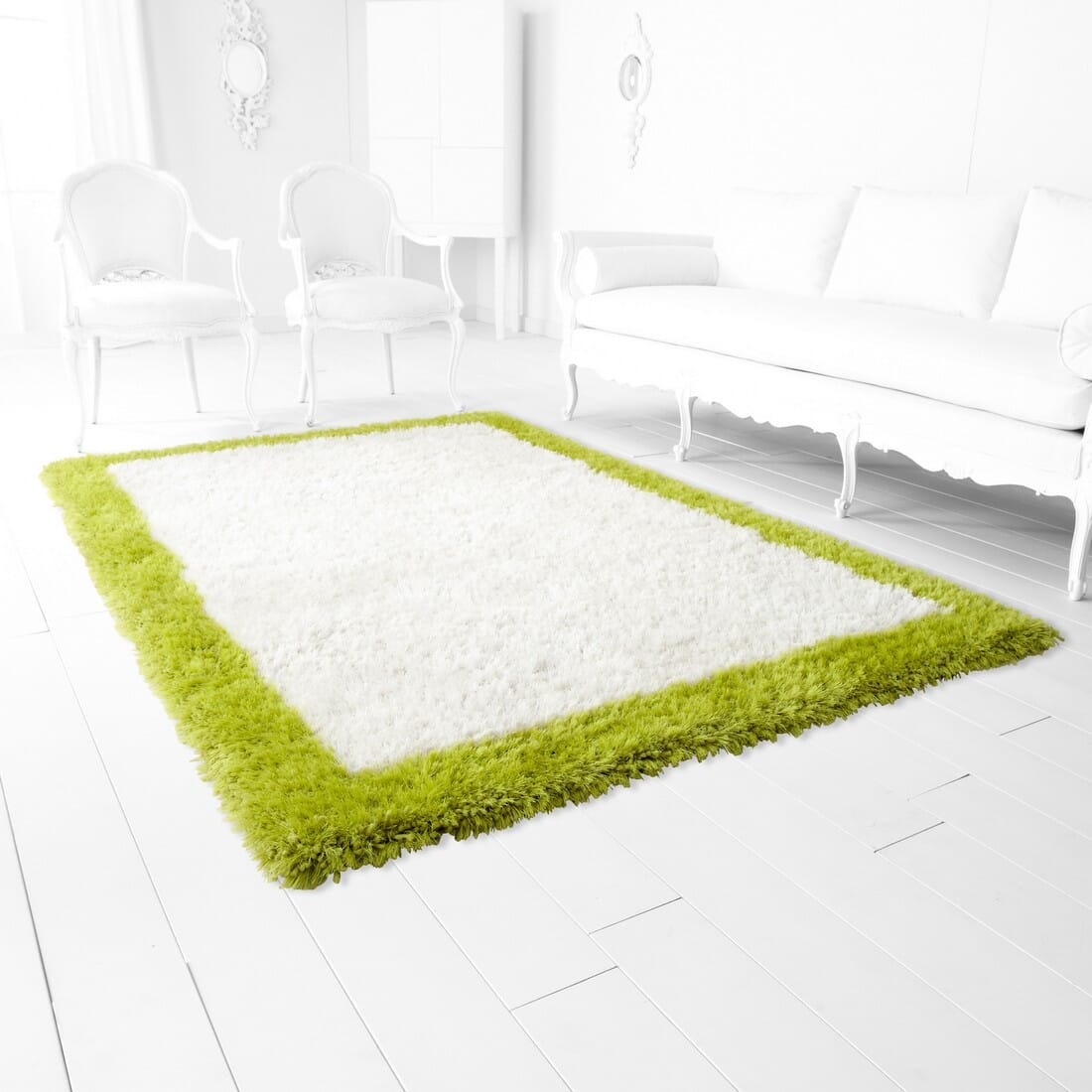 Cyan Design Kendal 91" Rug in White/Lime Green