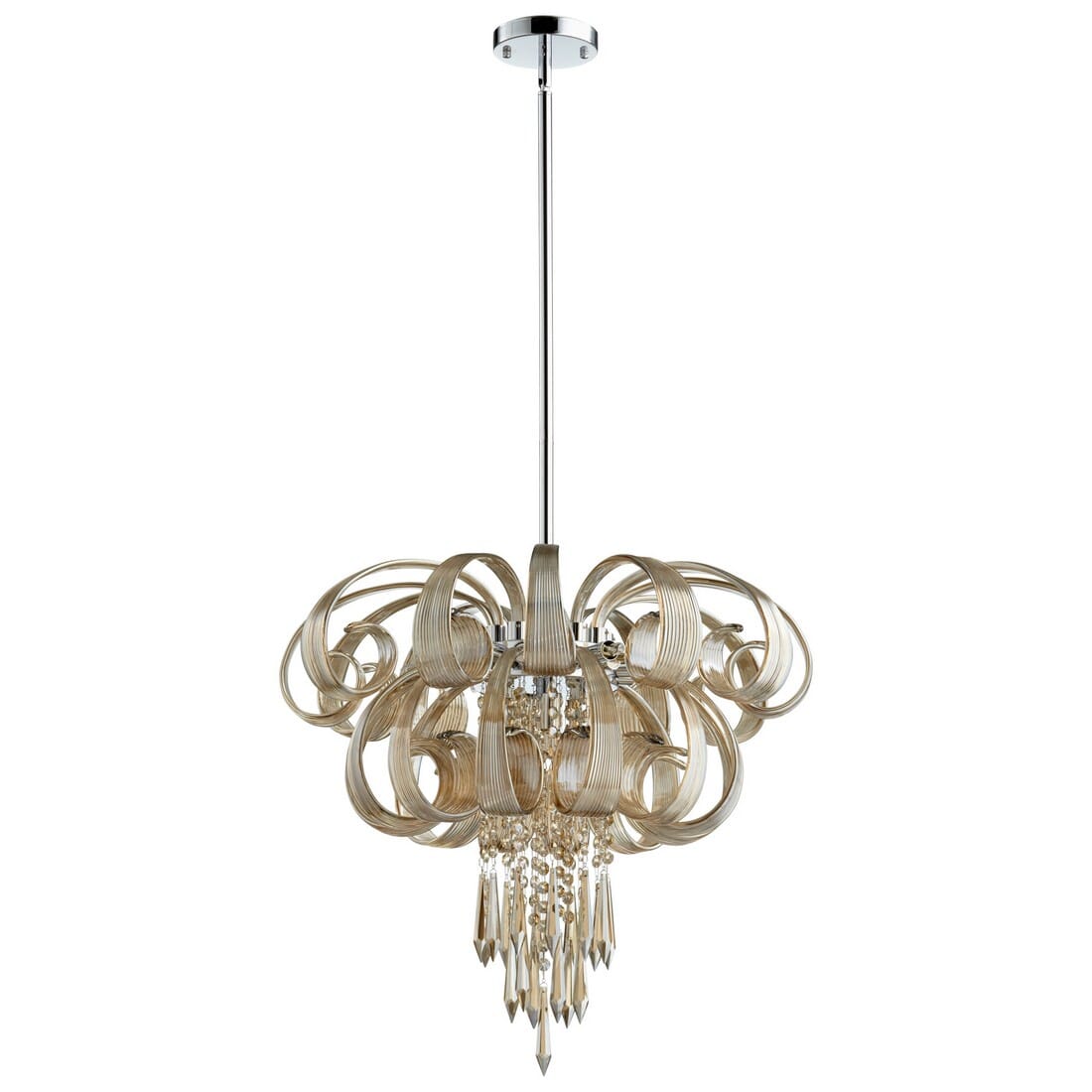 Cyan Design Cindy Lou 22.5" 9-Light Cognac Glass Chandelier in Chrome