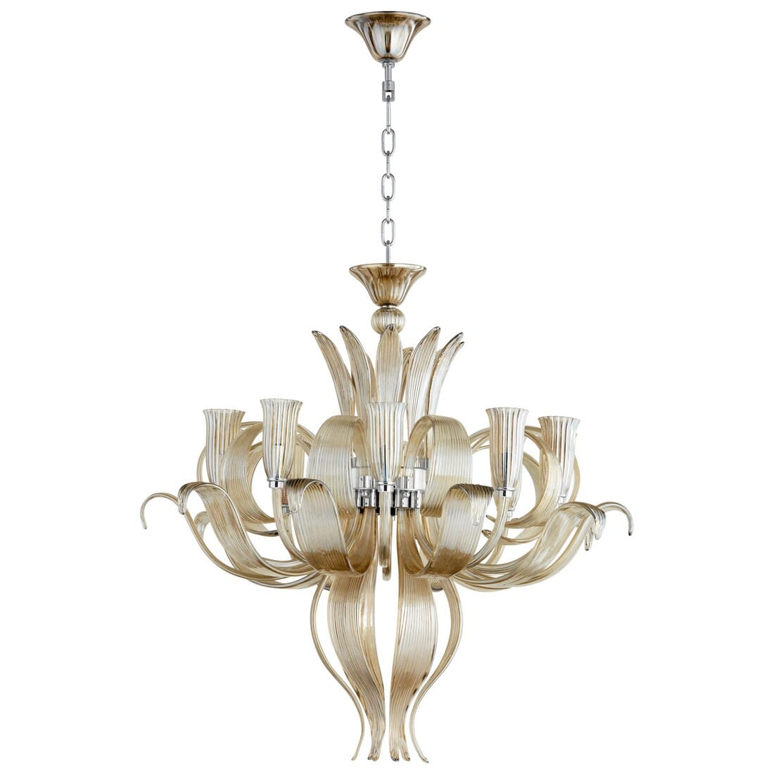 Cyan Design Juliana 33" 10-Light Cognac Glass Chandelier in Chrome