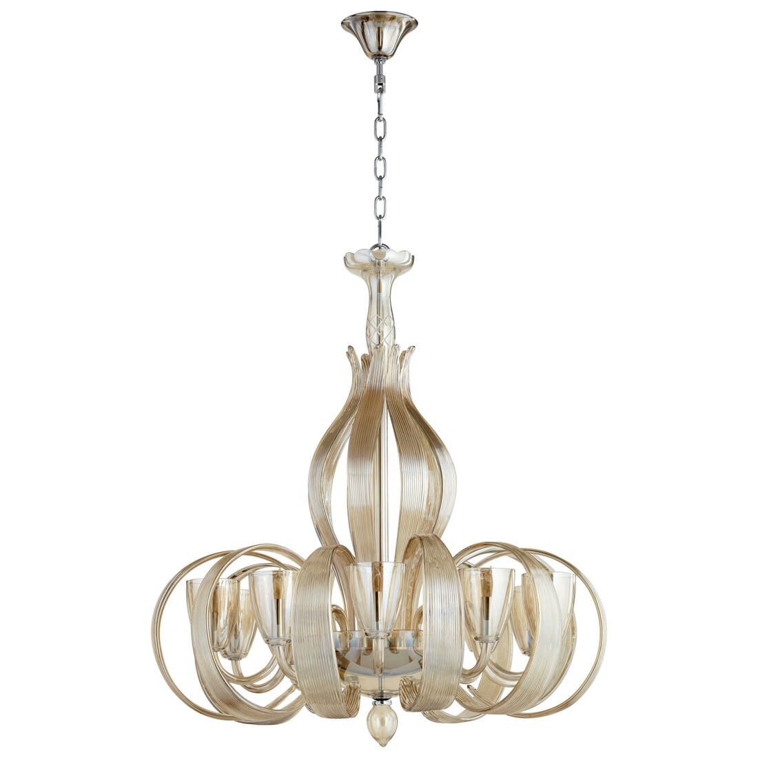 Cyan Design Lucille 32.5" 10-Light Cognac Glass Chandelier in Chrome