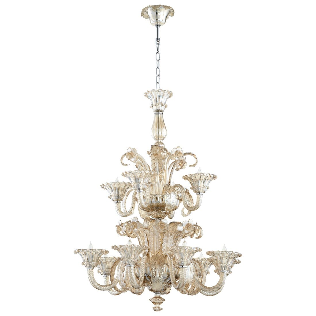 Cyan Design La Scala 35" 12-Light Cognac Glass Chandelier in Chrome