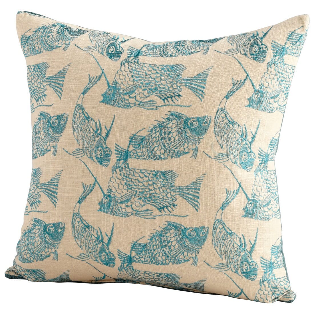 Cyan Design Angler 18" Pillow in Turquoise/White