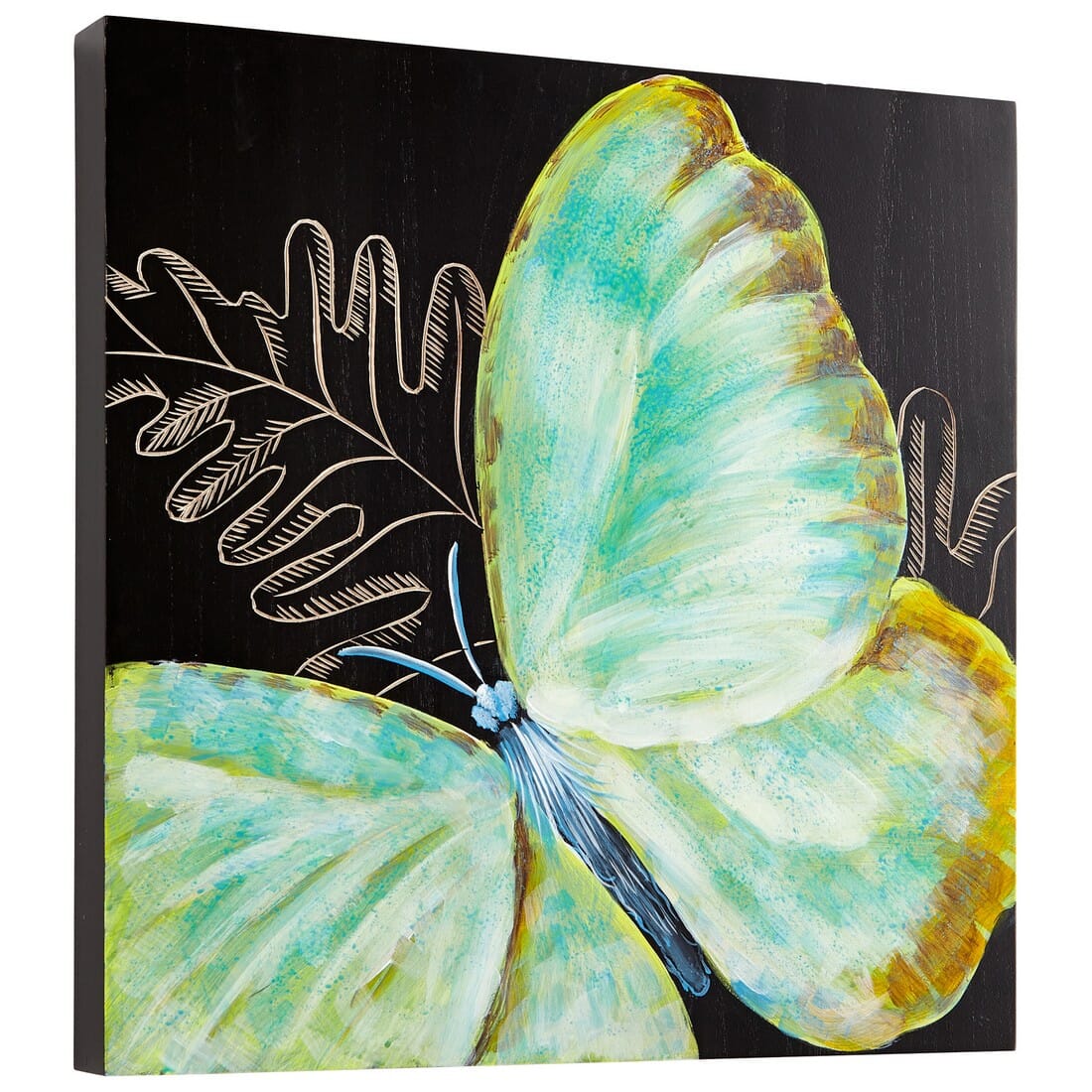 Cyan Design Papillon 15.75" Wood Wall Art in Black/Blue