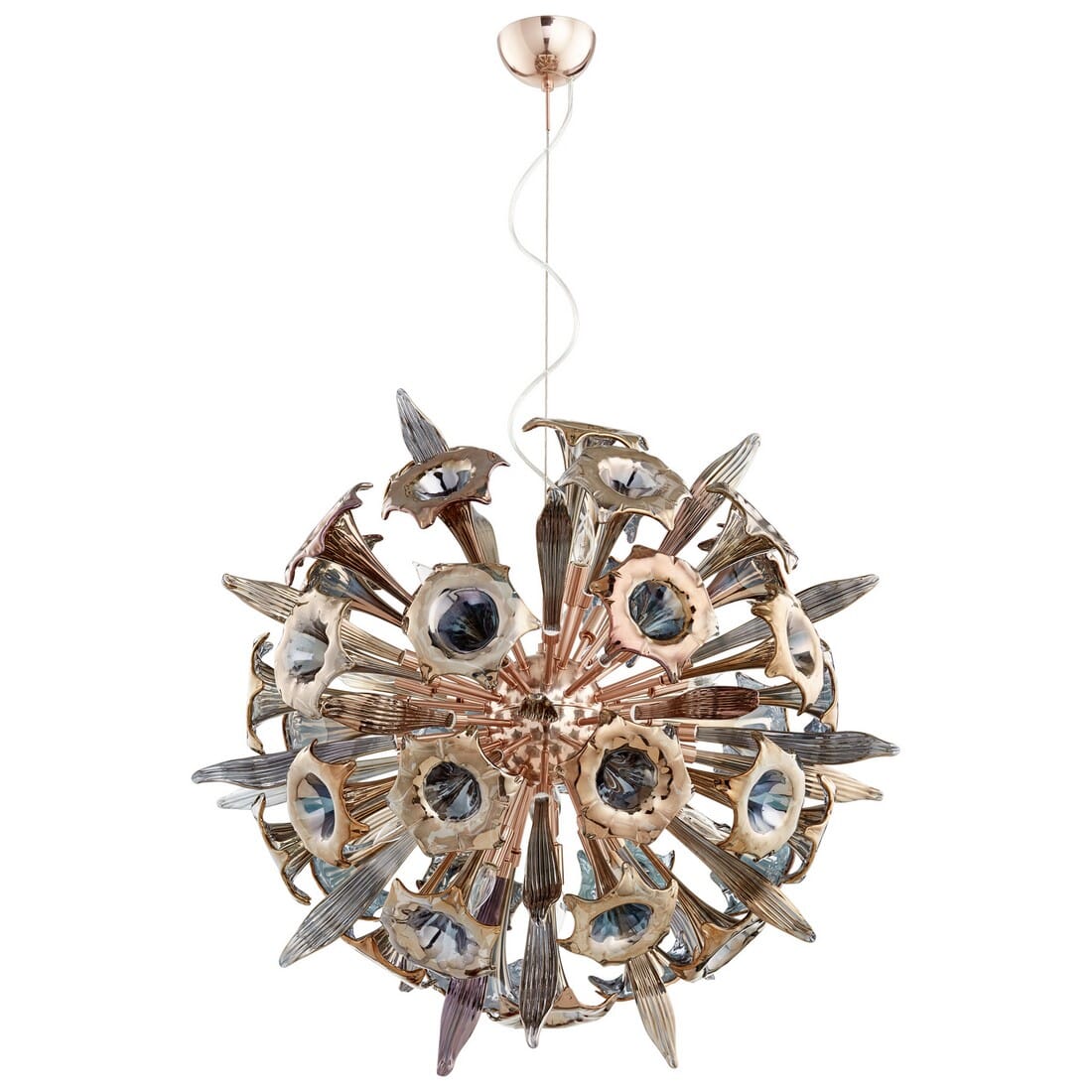 Cyan Design Remy 40" 16-Light Copper Glass Pendant in Satin Copper