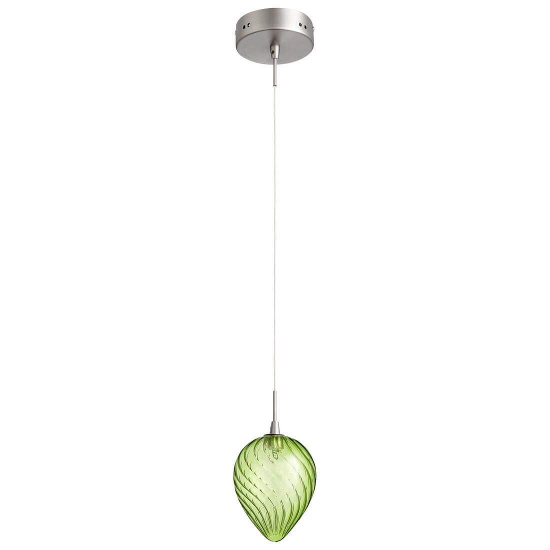 Cyan Design Spheroid 4.75" Lime Green Glass Pendant in Satin Nickel