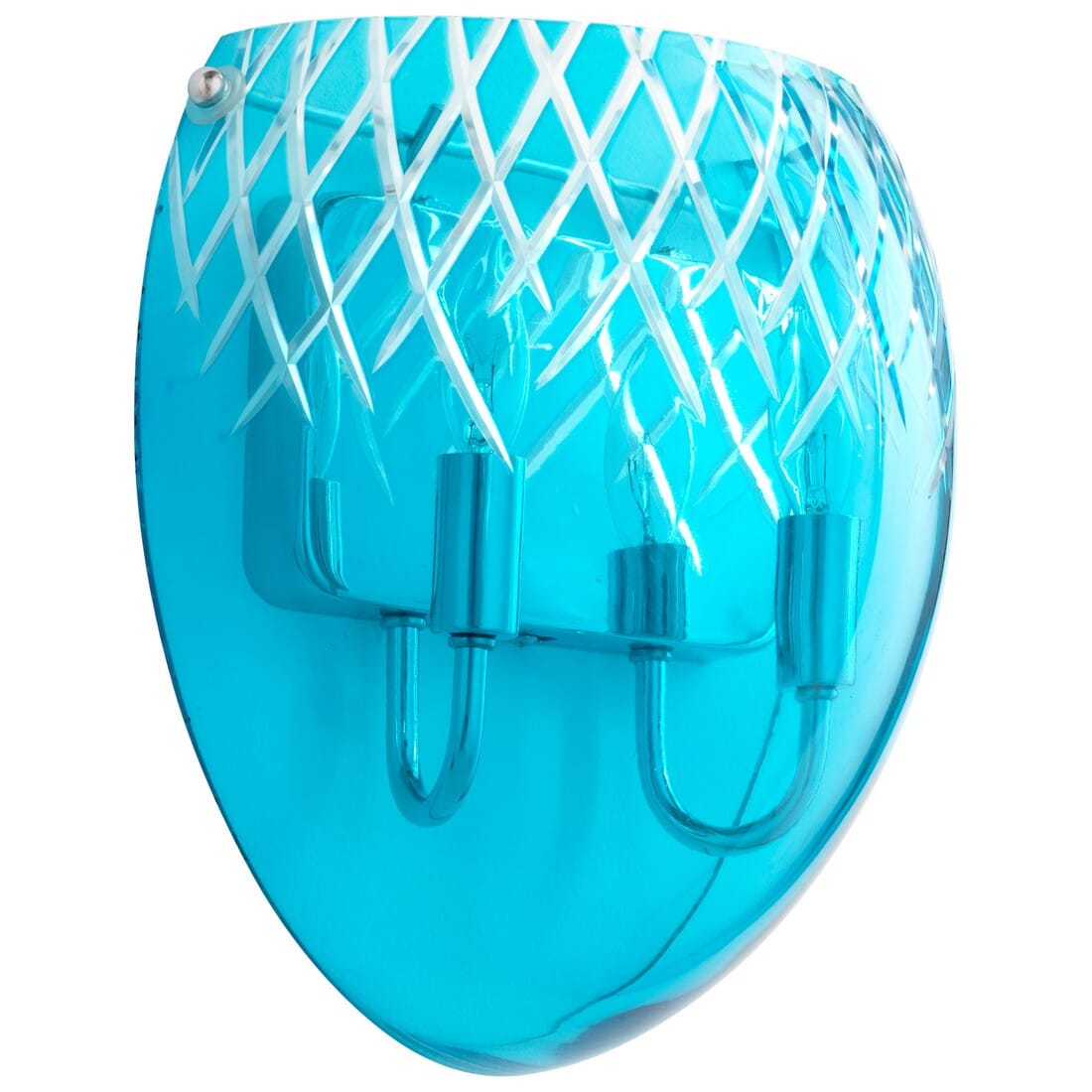 Cyan Design Spheroid 11.75" Blue Etched Glass Wall Sconce in Chrome