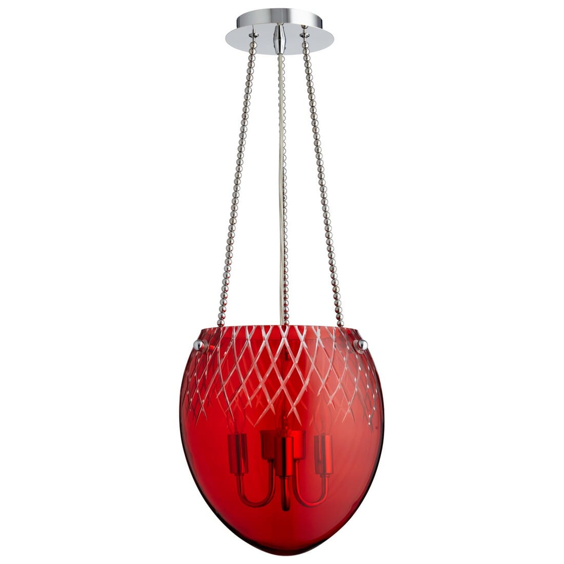 Cyan Design Spheroid 11" Red Etched Glass Pendant in Chrome