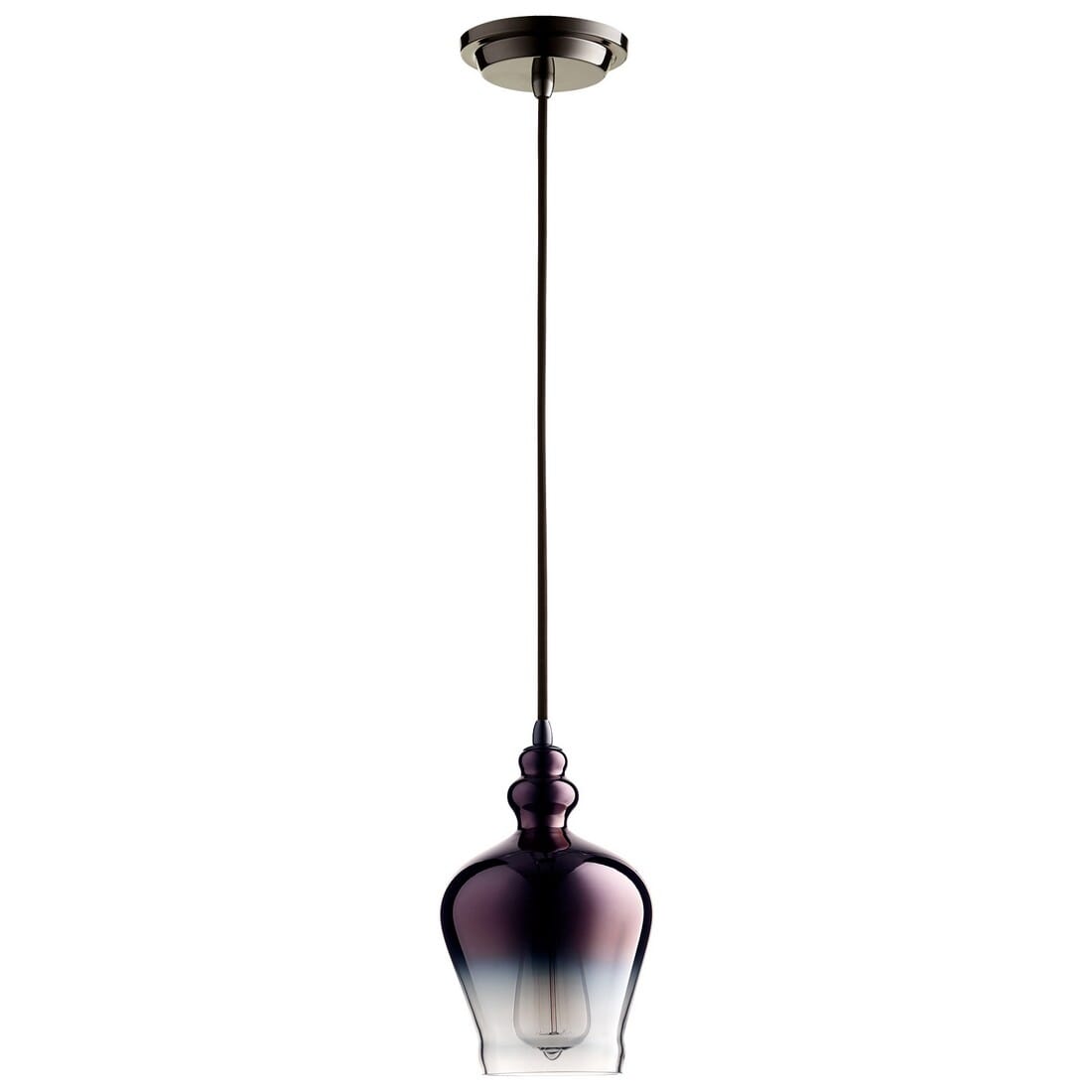 Cyan Design Calista 6" Coffee Ombre Glass Pendant in Gunmetal