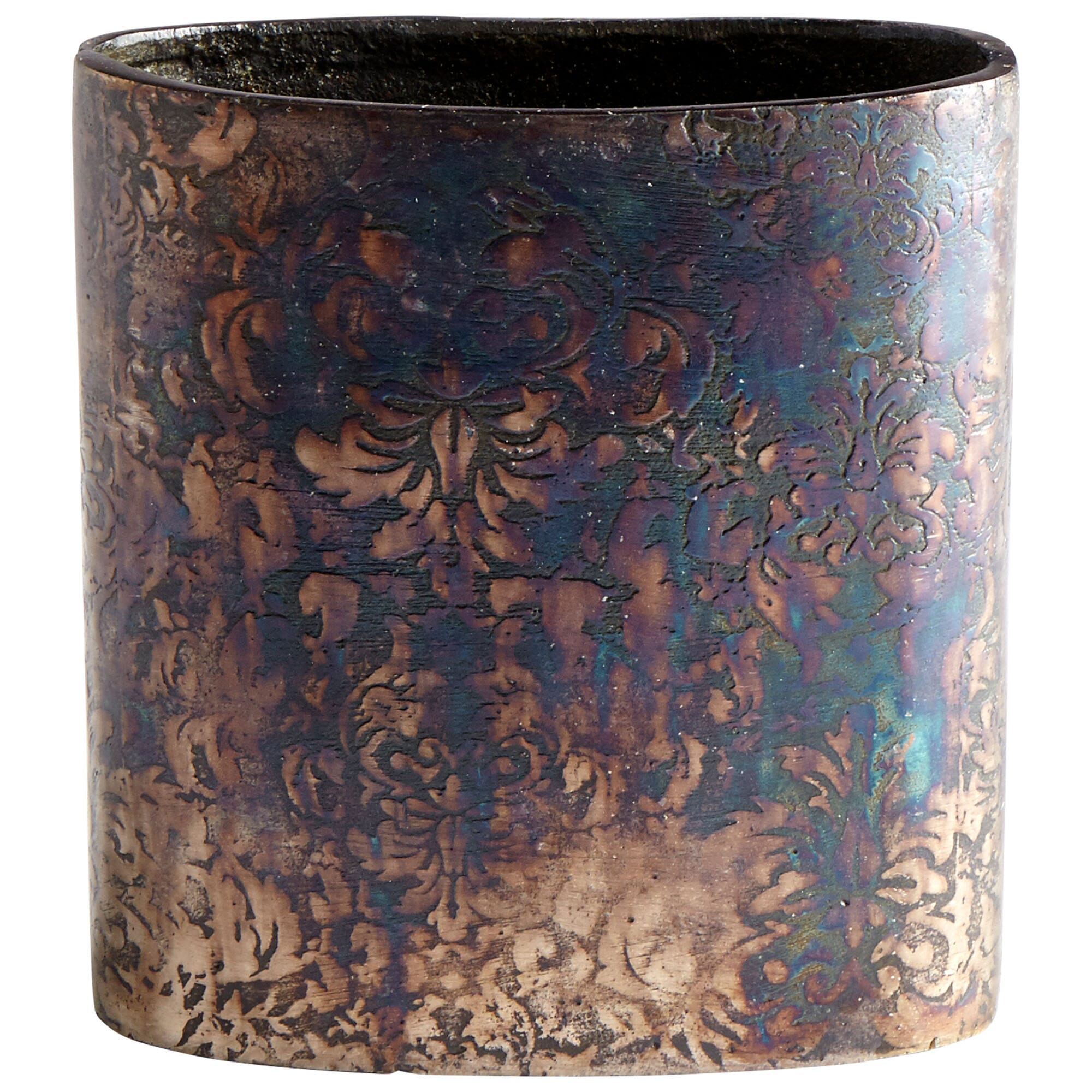 Cyan Design Small Inscribed Vase in Bronze Patina