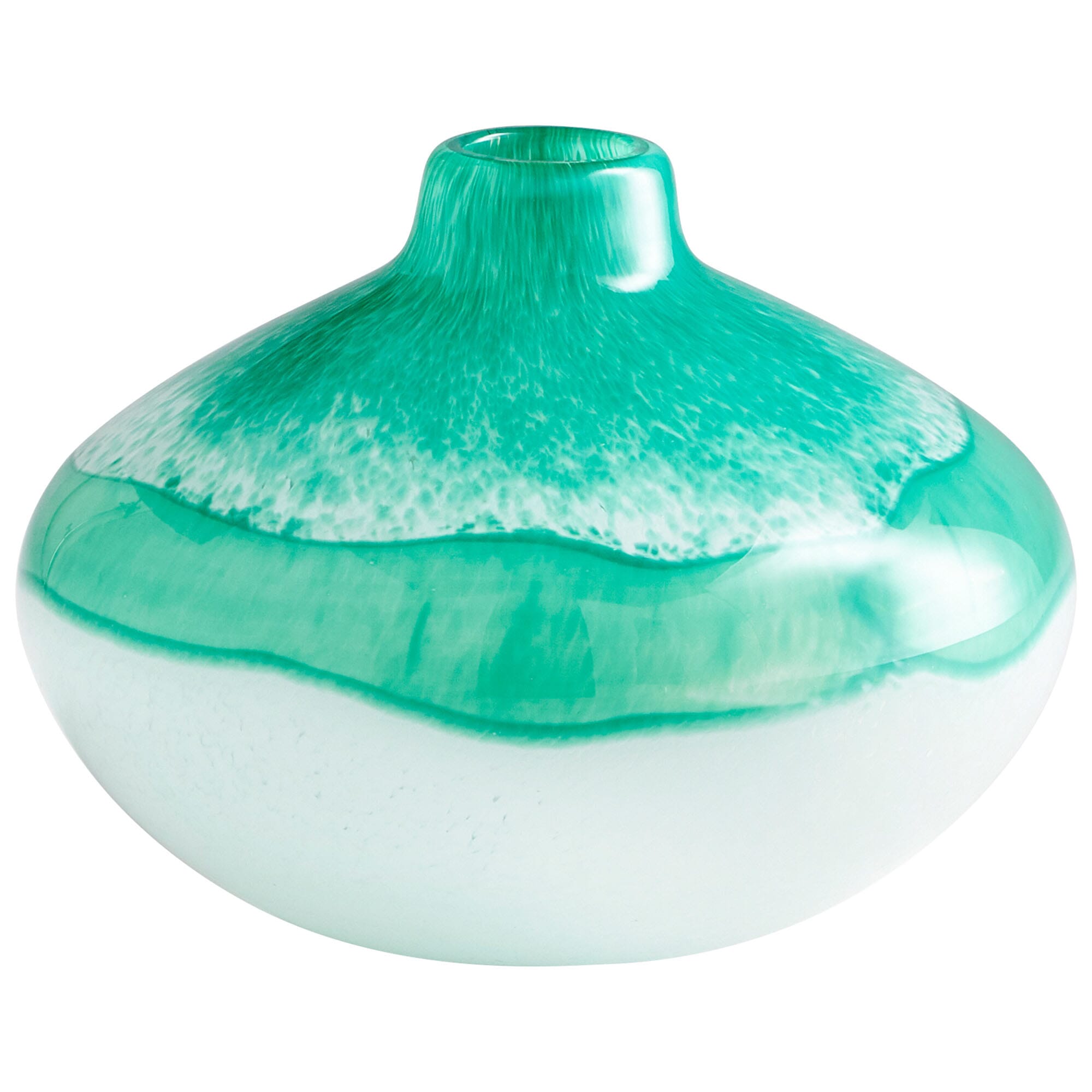 Cyan Design Small Iced Marble Vase in Turquoise and White