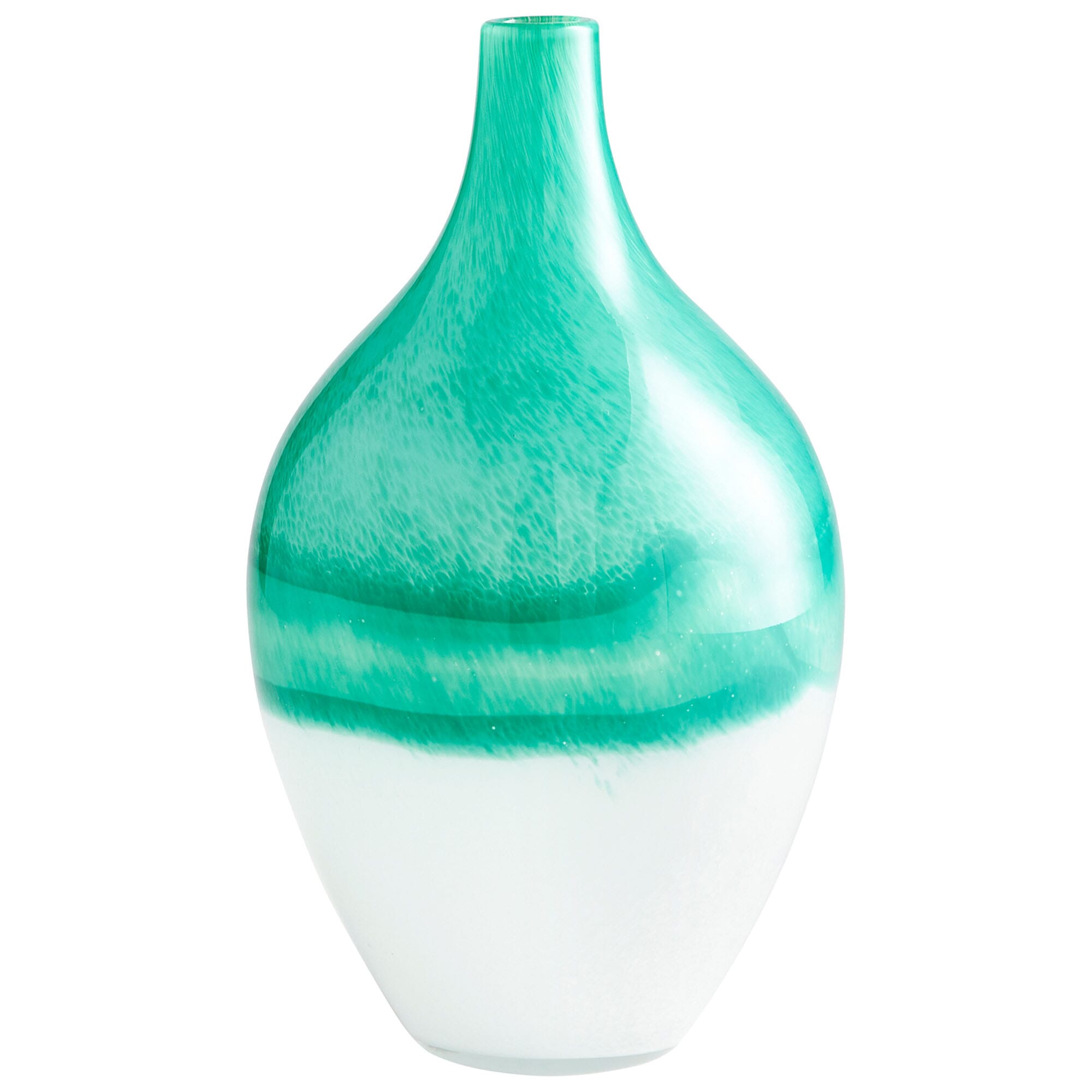 Cyan Design Large Iced Marble Vase in Turquoise and White