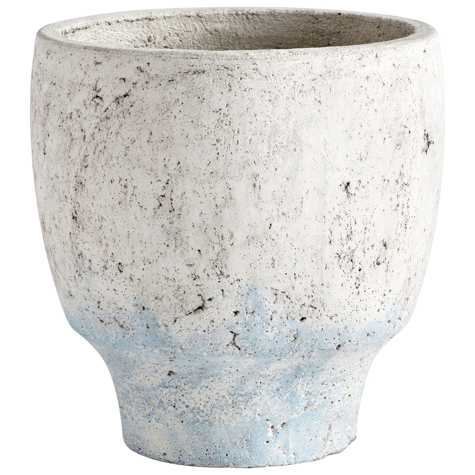 Cyan Design Medium Venice Planter in Antique White Blue Accents