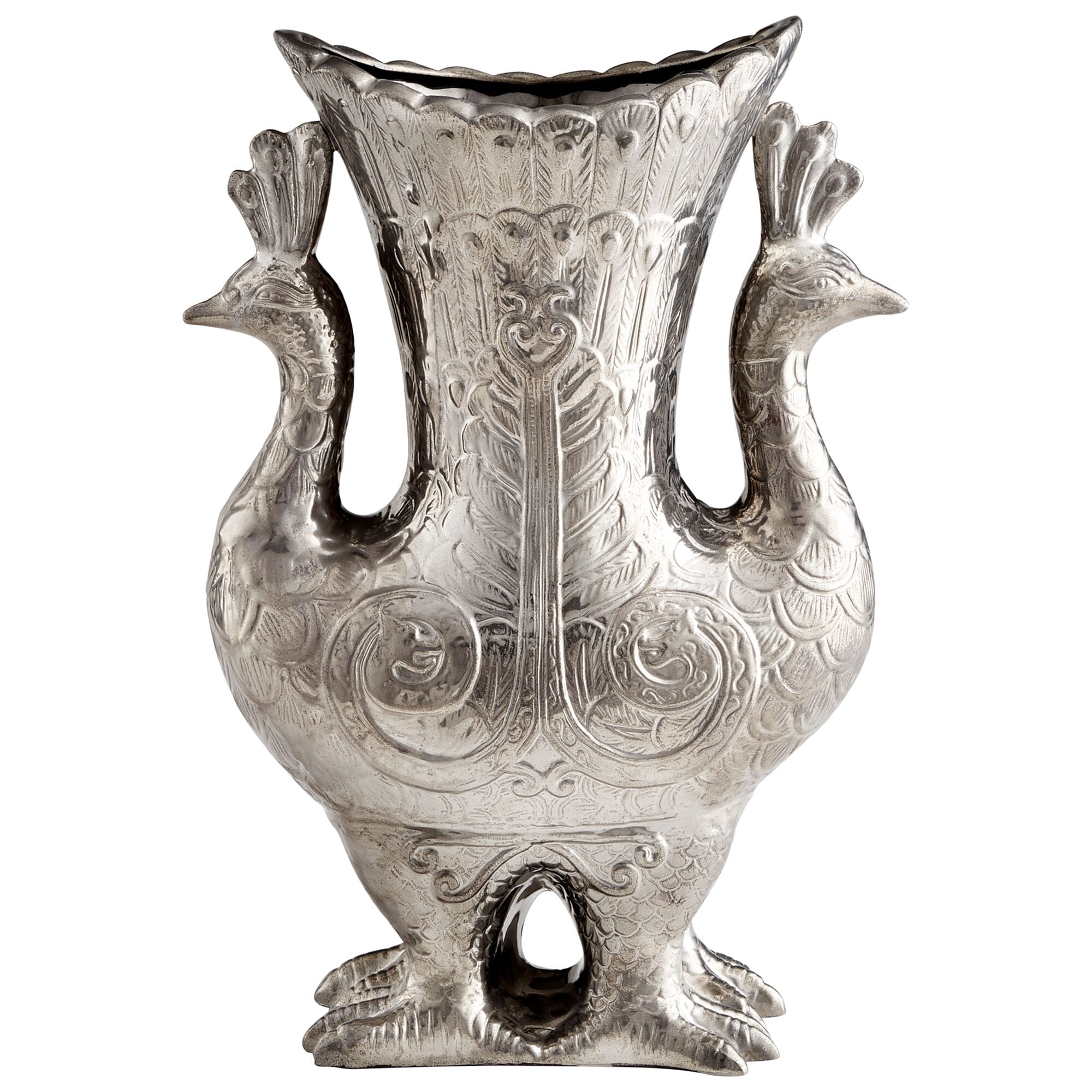 Cyan Design Echo Pavo Vase in Polished Pewter