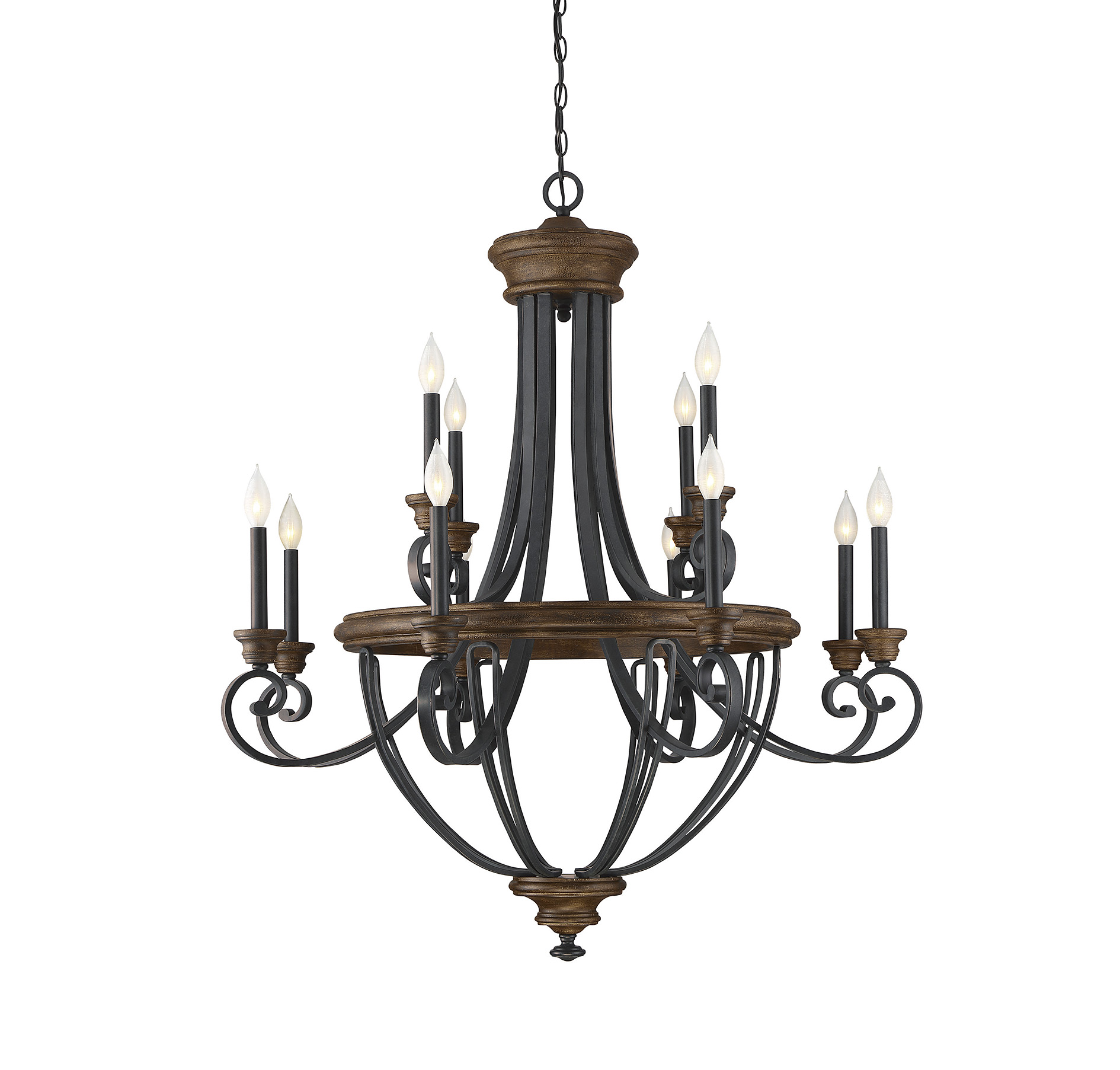 Savoy House Wickham 12-Light Chandelier in Whiskey Wood