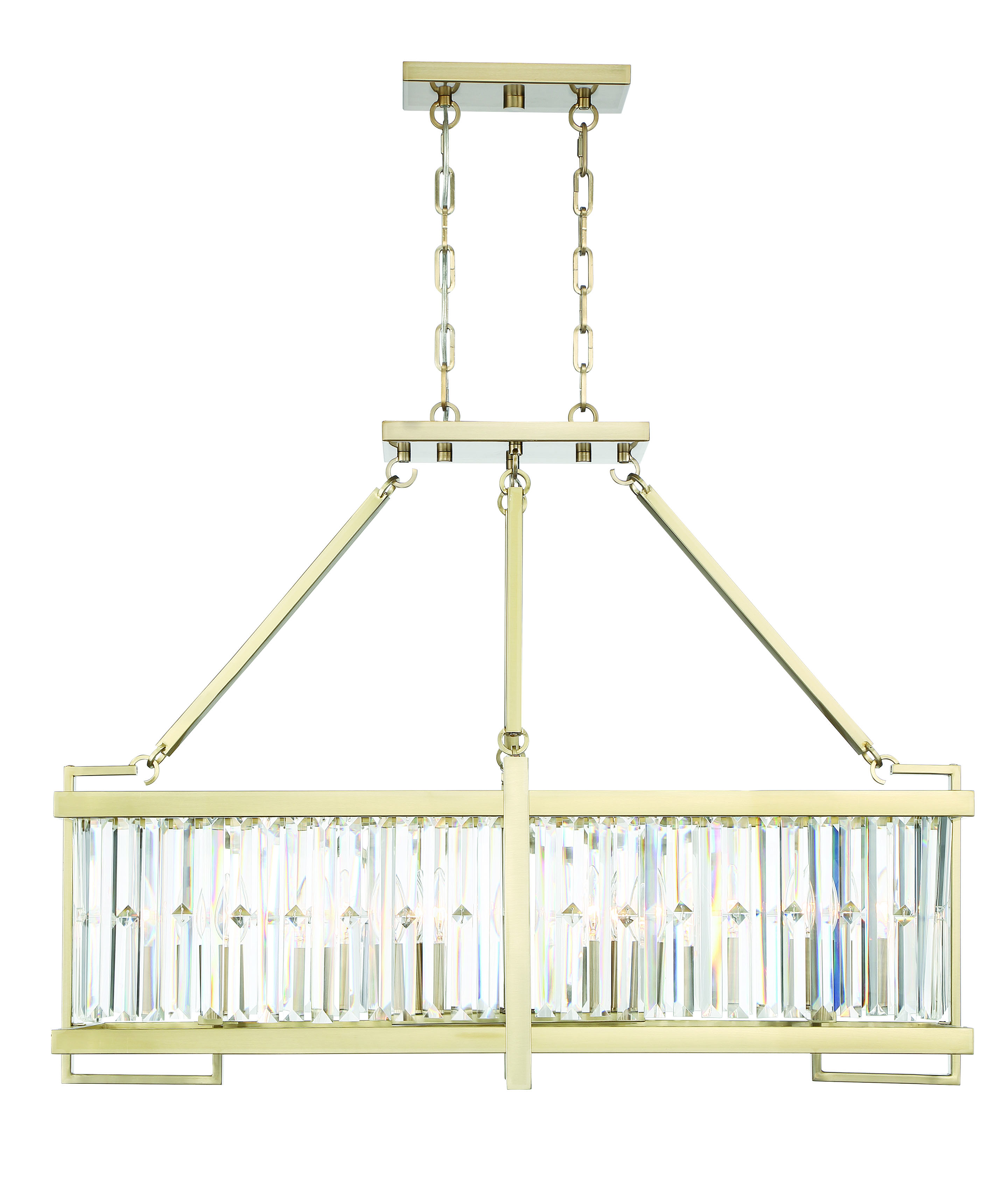 Savoy House Cologne 8-Light Linear Chandelier in Noble Brass