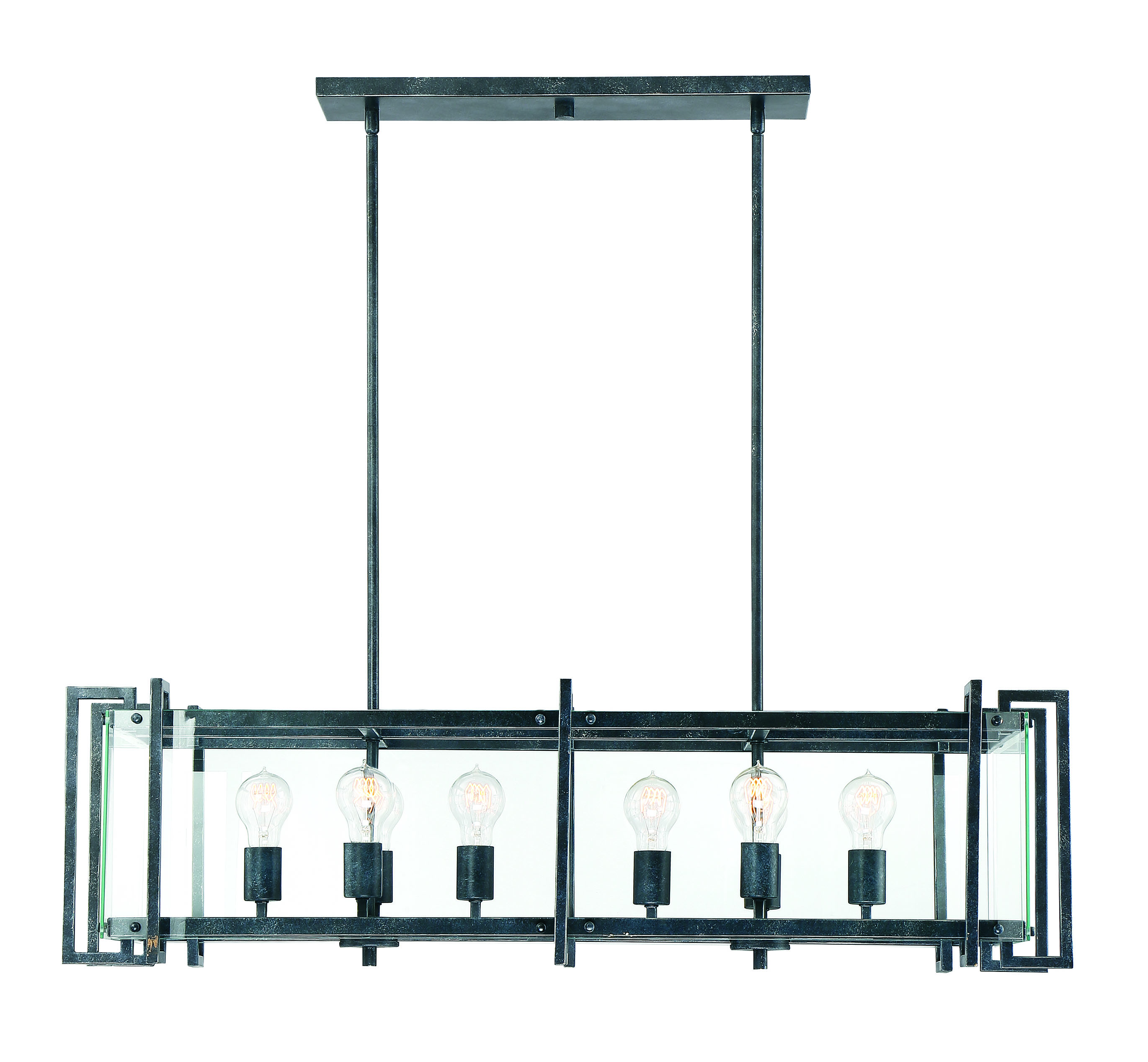 Savoy House Bennington 8-Light Linear Chandelier in Black Steel