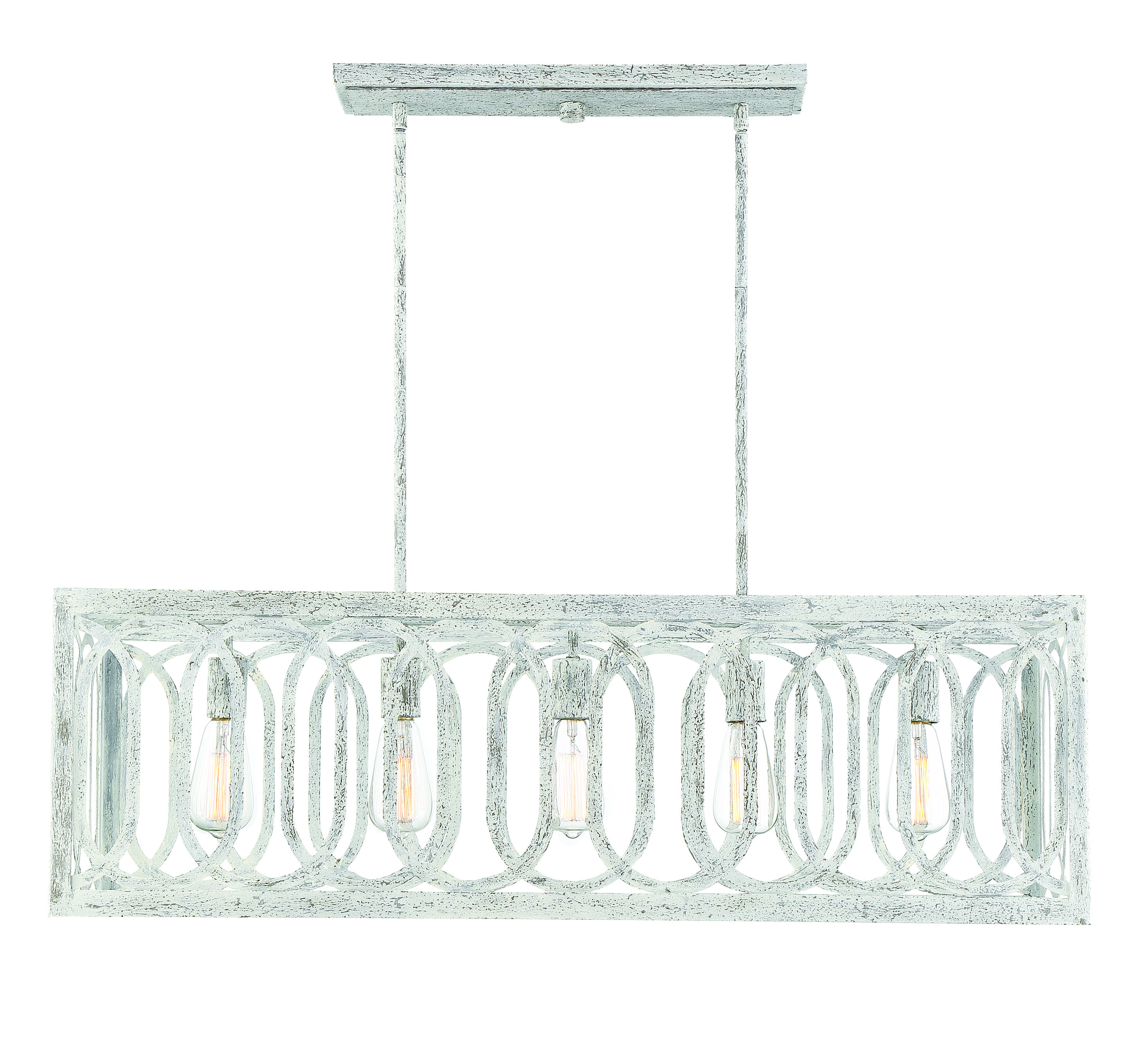 Savoy House Westbrook 5-Light 38" Linear Chandelier in Distressed White