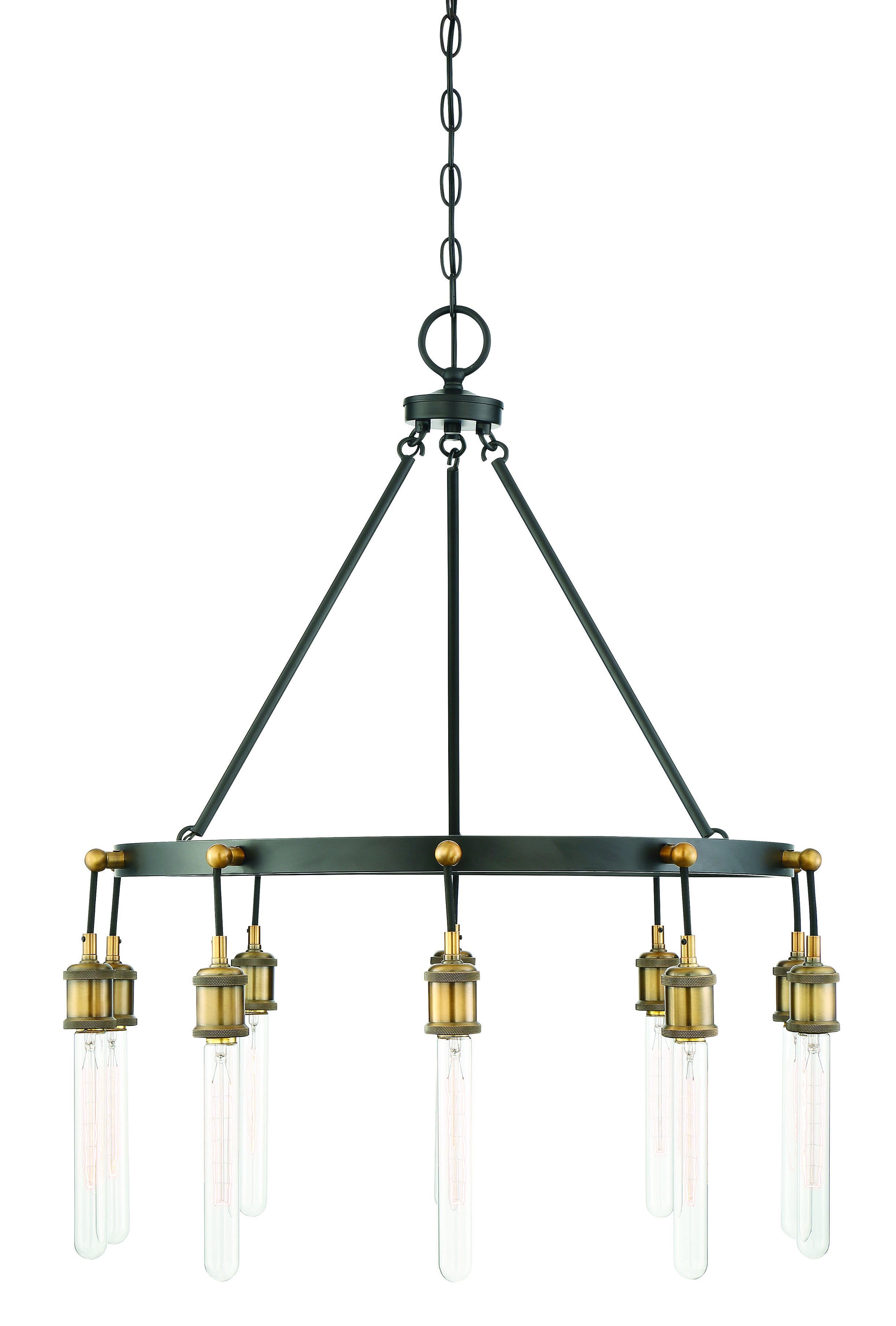 Savoy House Campbell 28" 10-Light Chandelier in Vintage Black/Warm Brass