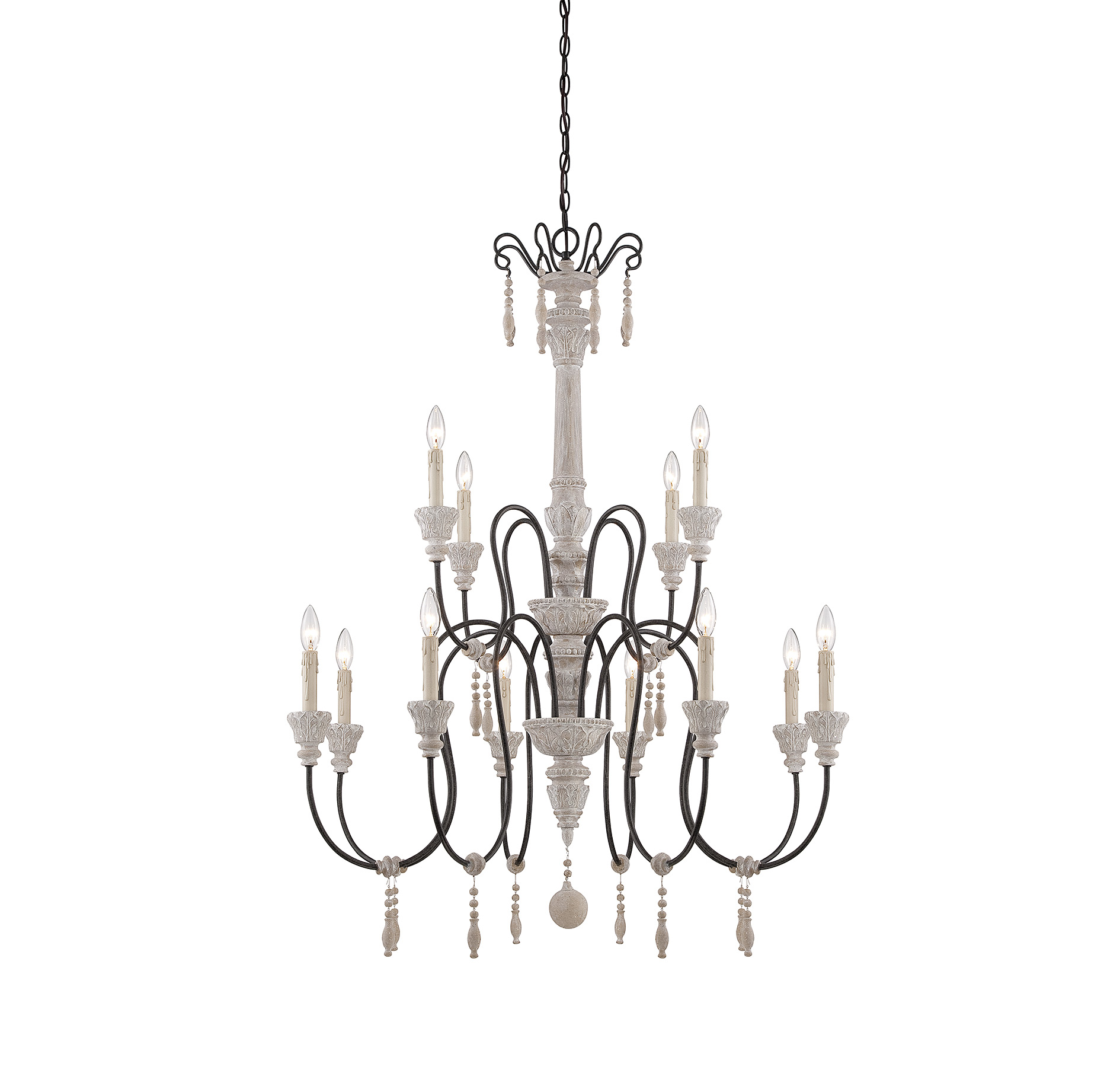 Savoy House Ashland 12-Light Chandelier in White Washed Driftwood