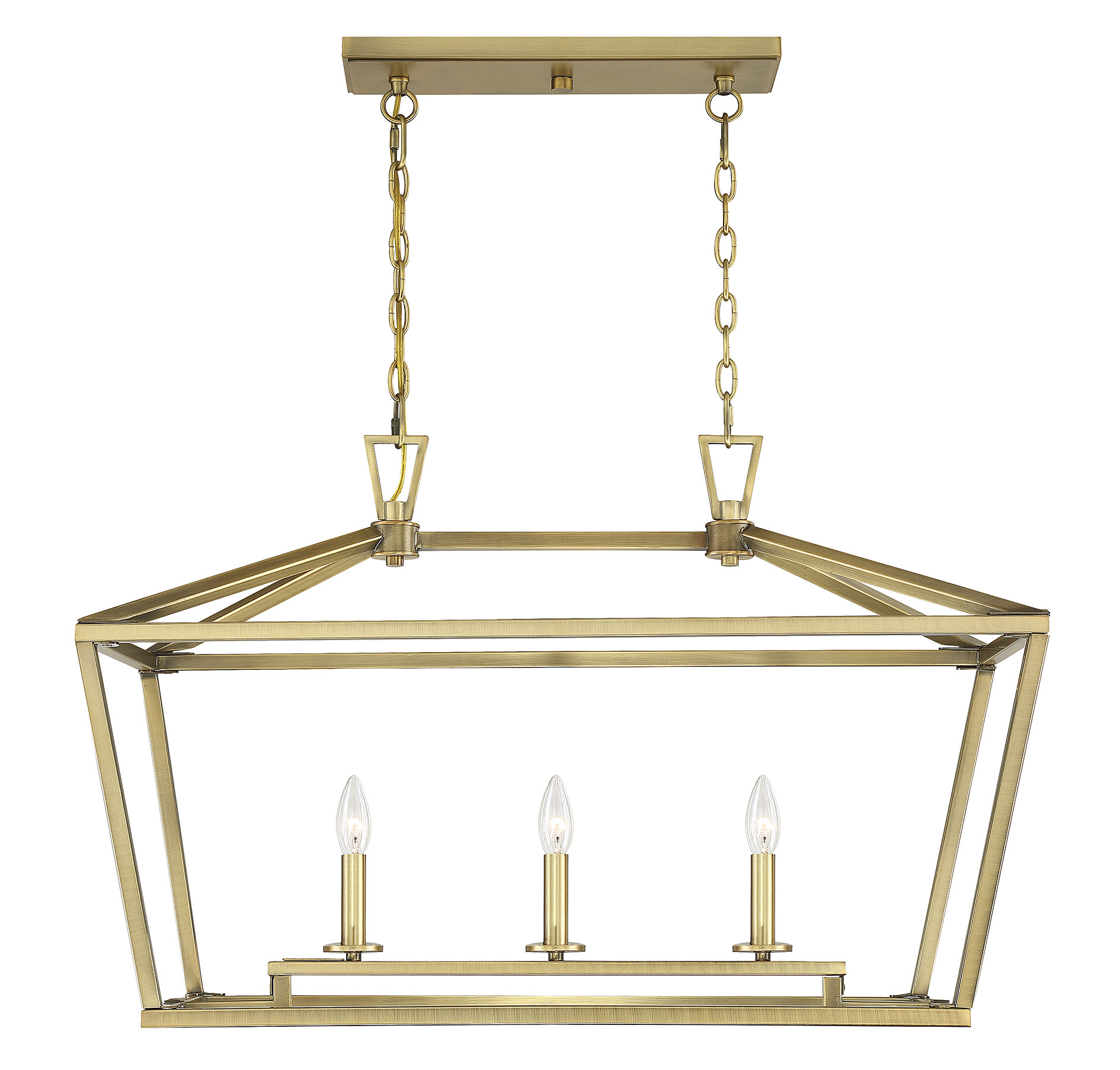 Savoy House Townsend 3-Light Linear Chandelier in Warm Brass