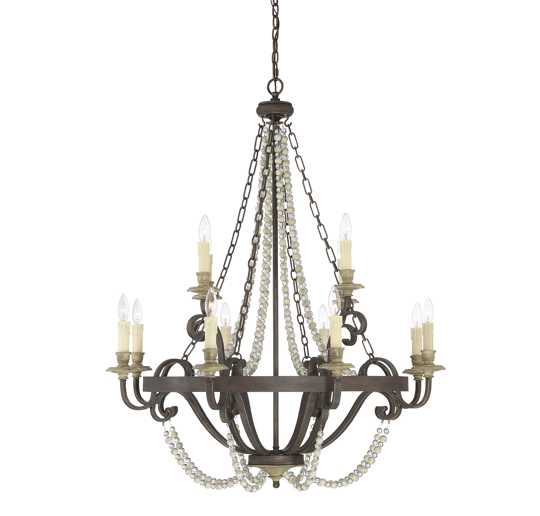 Savoy House Mallory 12-Light Chandelier in Fossil Stone