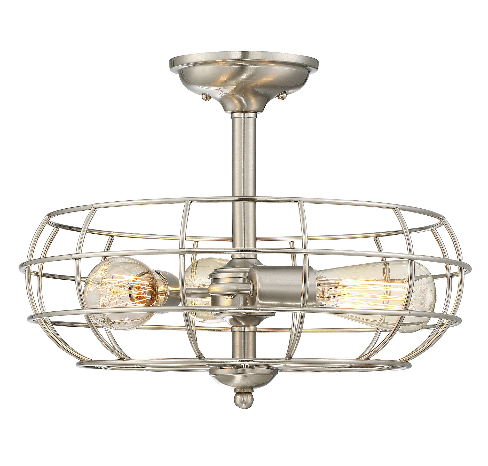 Savoy House Scout 3-Light Semi-Flush in Satin Nickel