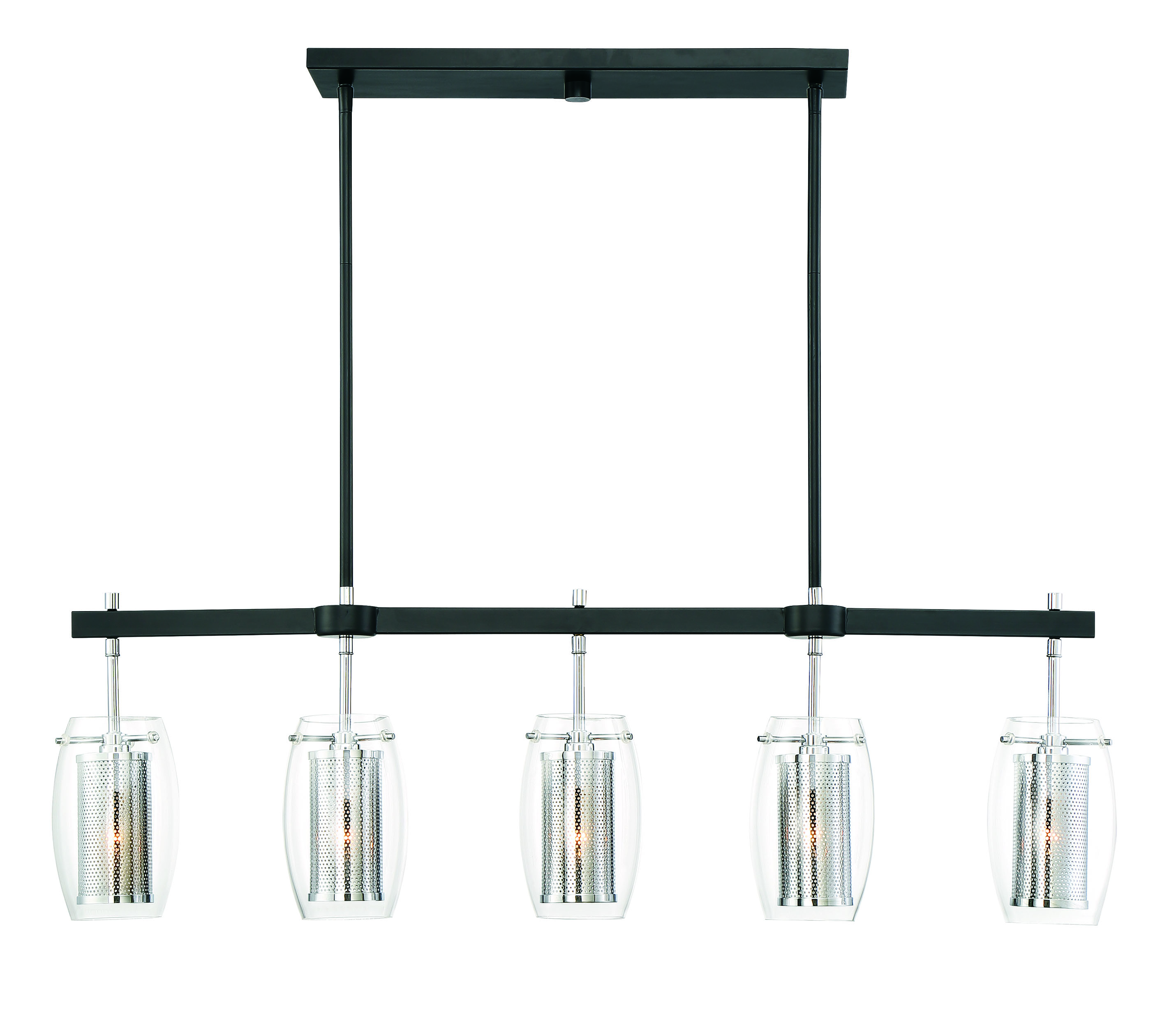 Savoy House Dunbar by Brian Thomas 5-Light Island Pendant in Matte Black/Polished Chrome