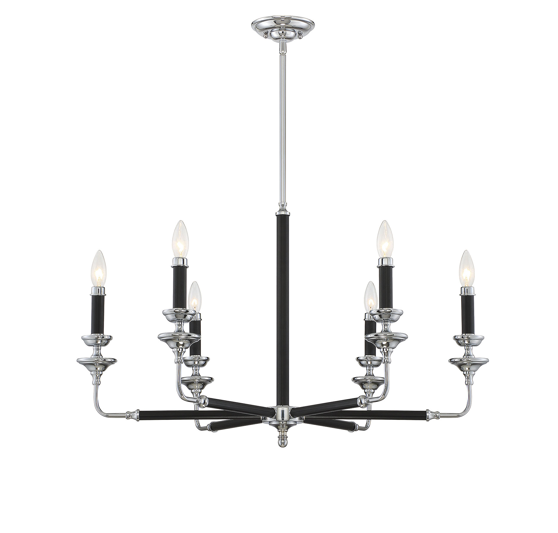 Savoy House Davidson 6-Light Traditional Chandelier in Black and Chrome